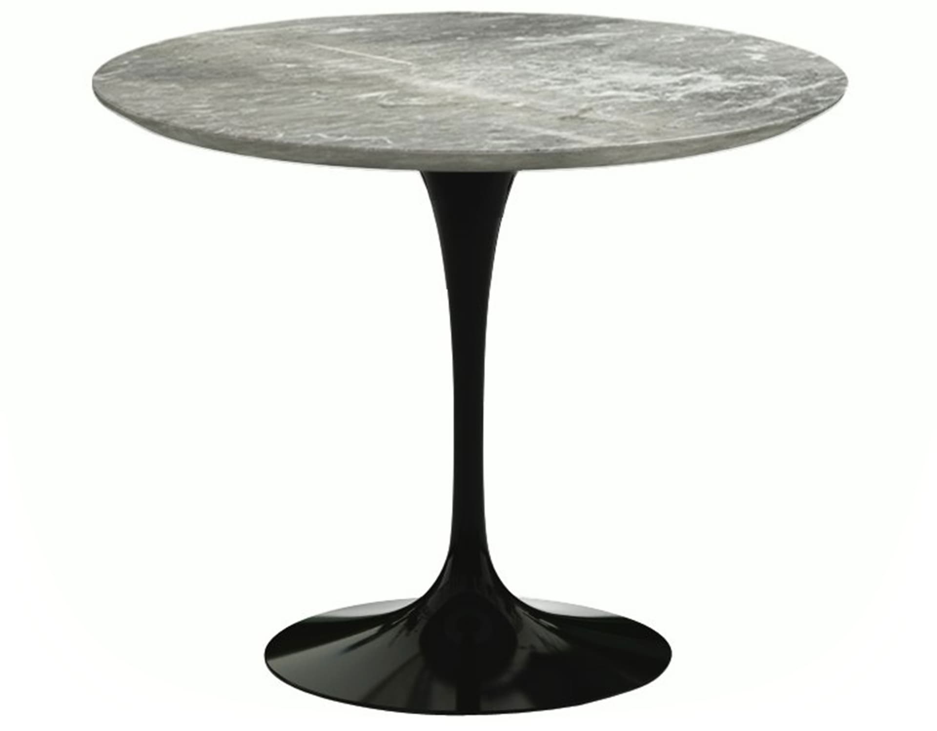 saarinen dining table - 35" round / high gloss - black / polished marble - grey