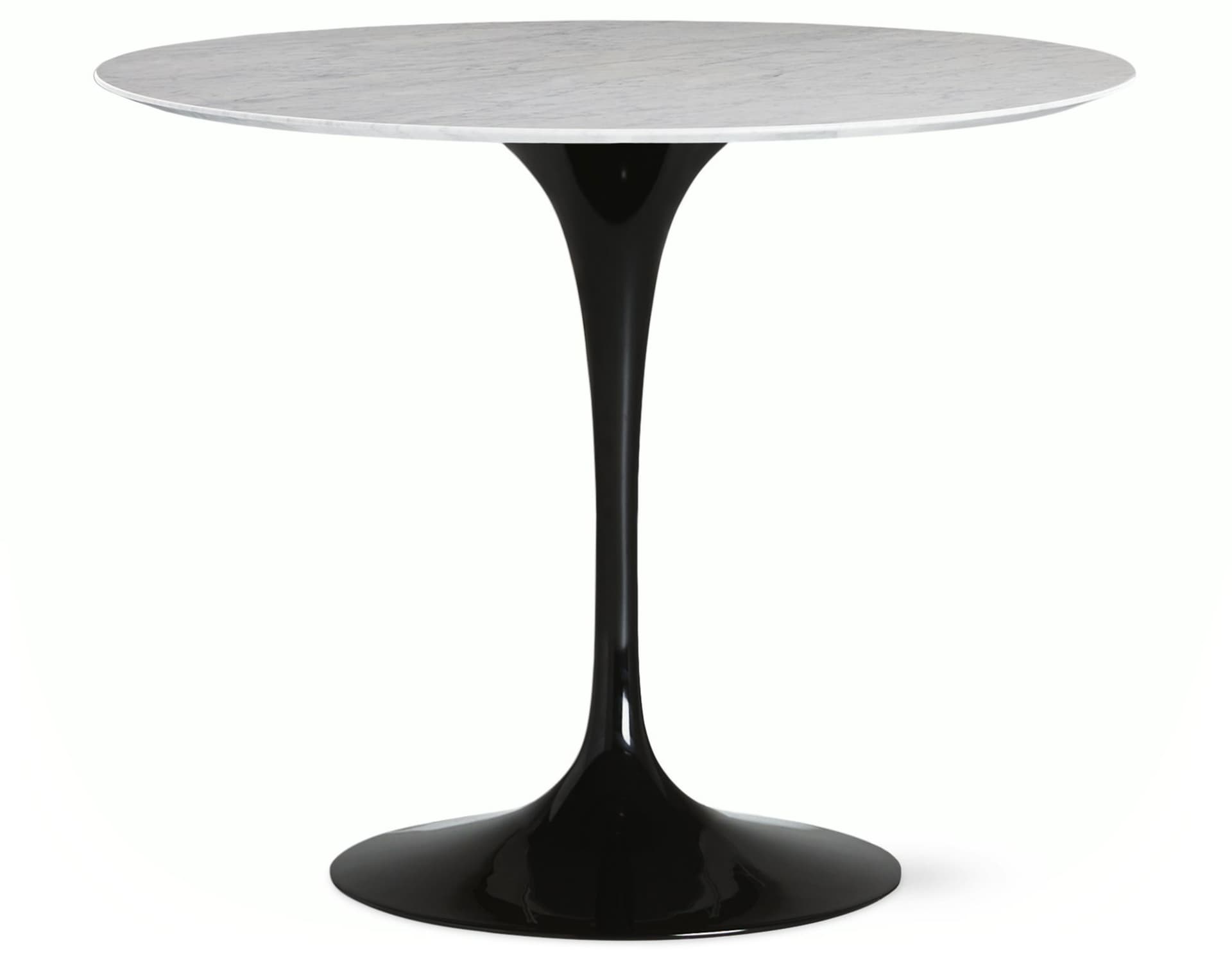saarinen dining table - 35" round / high gloss - black / polished marble - carrara