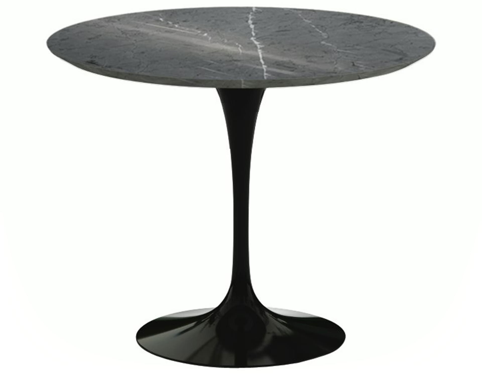 saarinen dining table - 35" round / high gloss - black / satin marble - grigio marquina