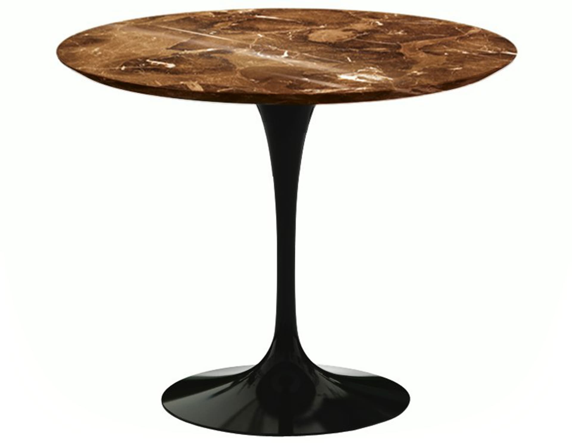 saarinen dining table - 35" round / high gloss - black / satin marble - espresso