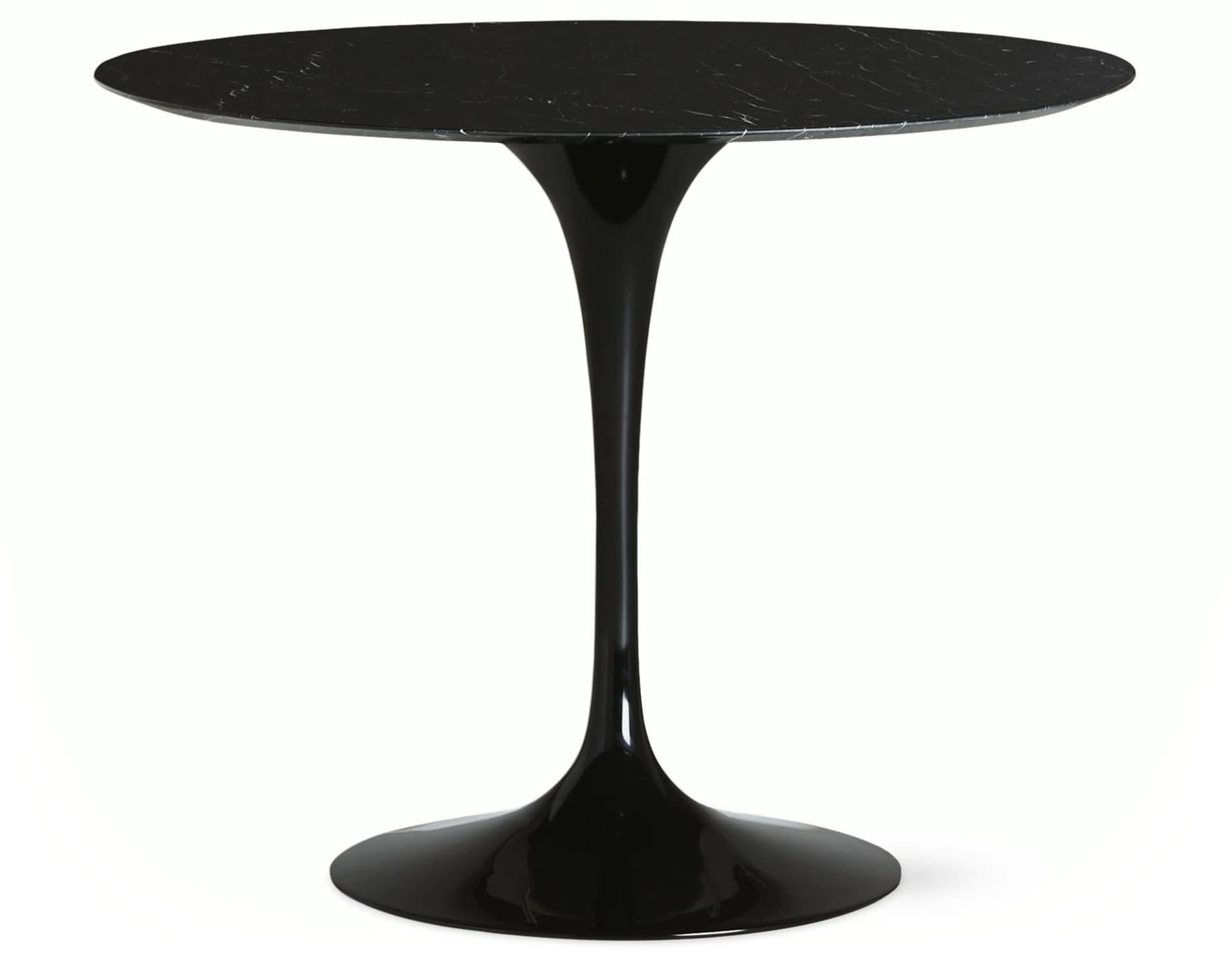 saarinen dining table - 35" round / high gloss - black / satin marble - nero marquina