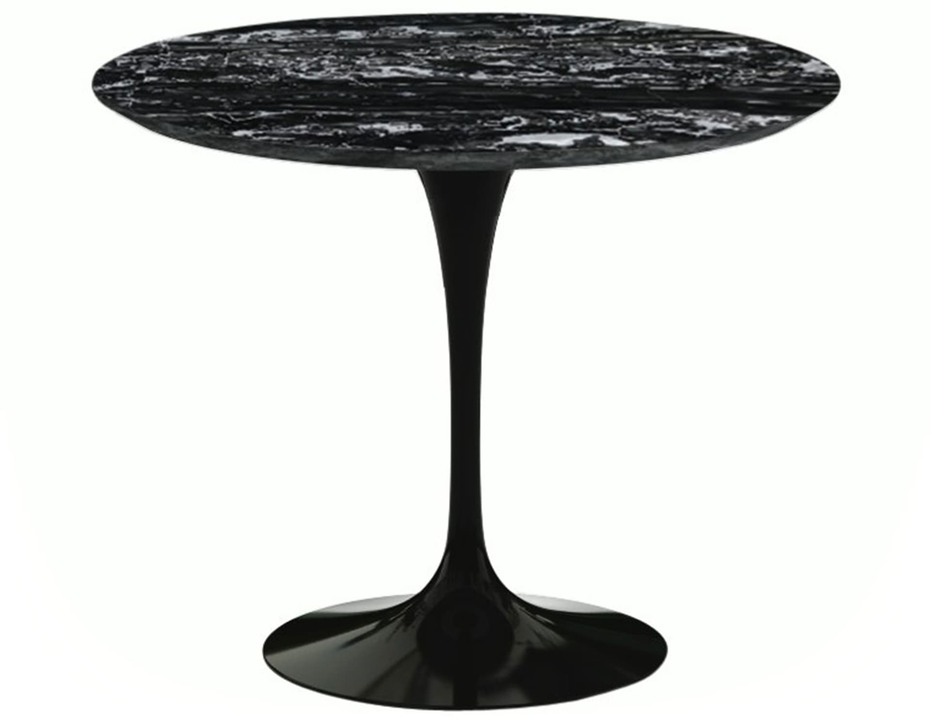 saarinen dining table - 35" round / high gloss - black / satin marble - portoro
