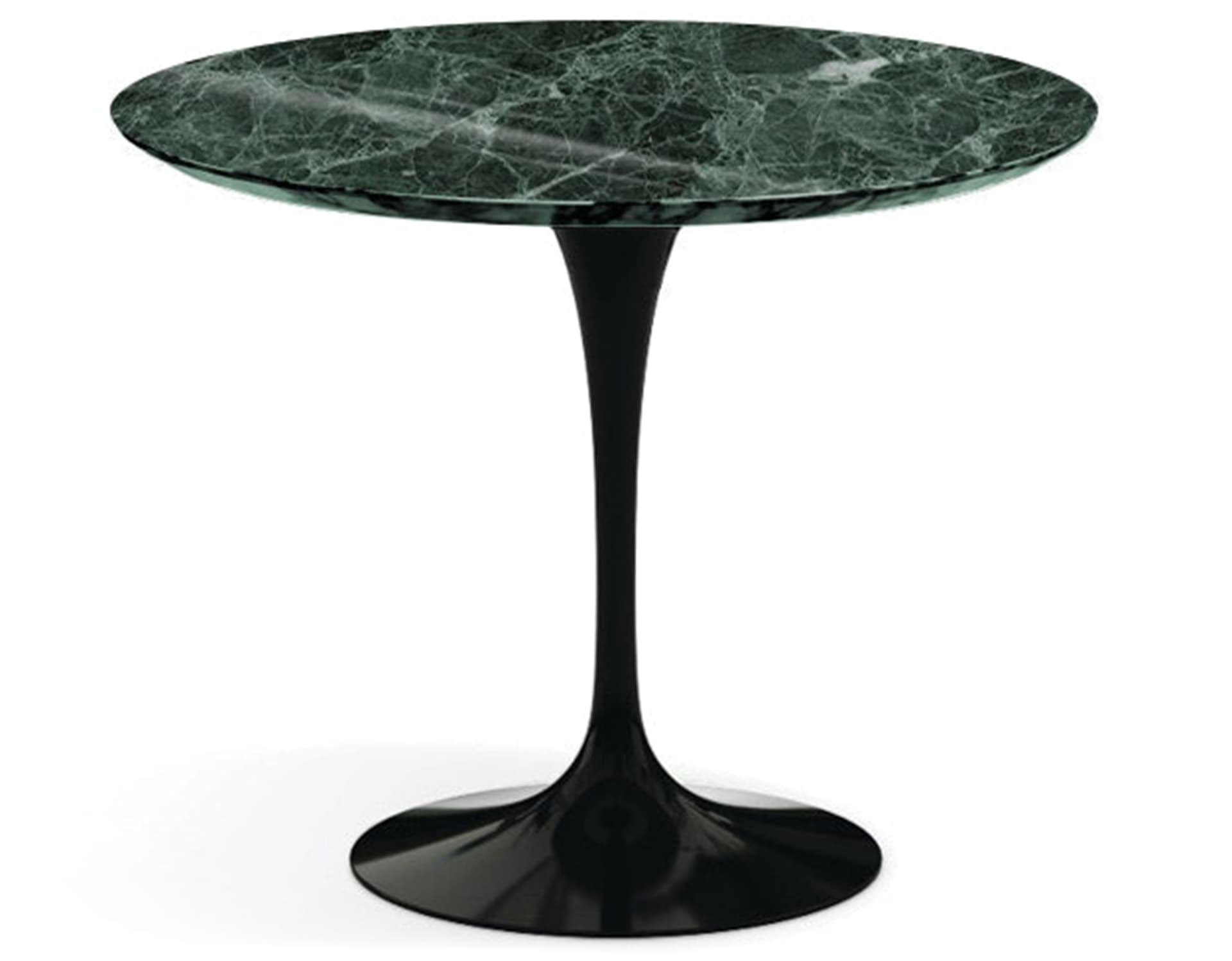 saarinen dining table - 35" round / high gloss - black / satin marble - verde alpi