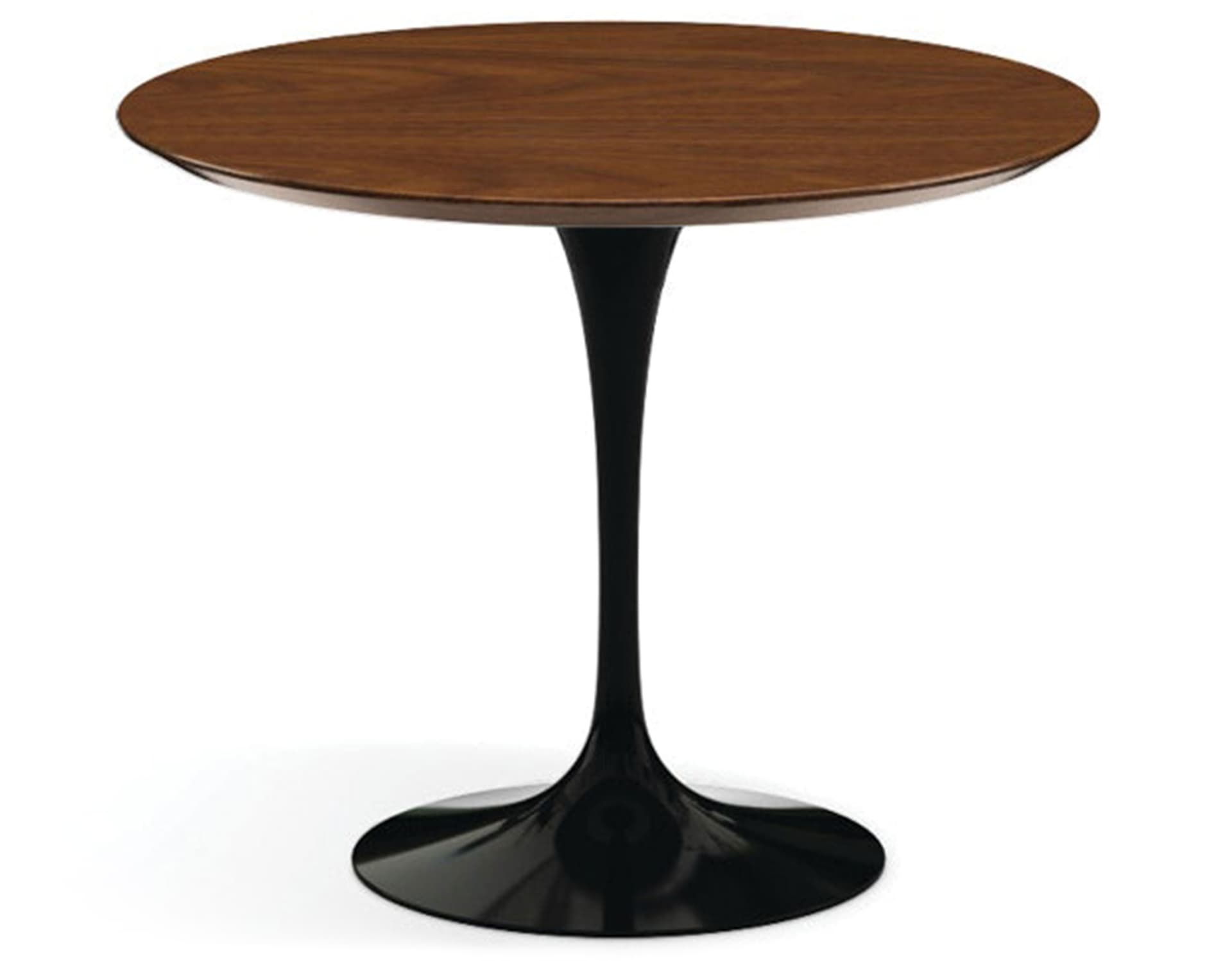 saarinen dining table - 35" round / high gloss - black / veneer - light walnut