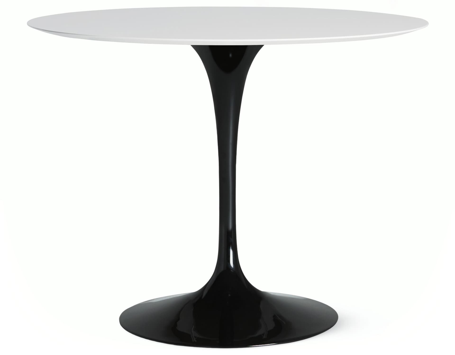 saarinen dining table - 35" round / high gloss - black / engineered stone - vetro bianco