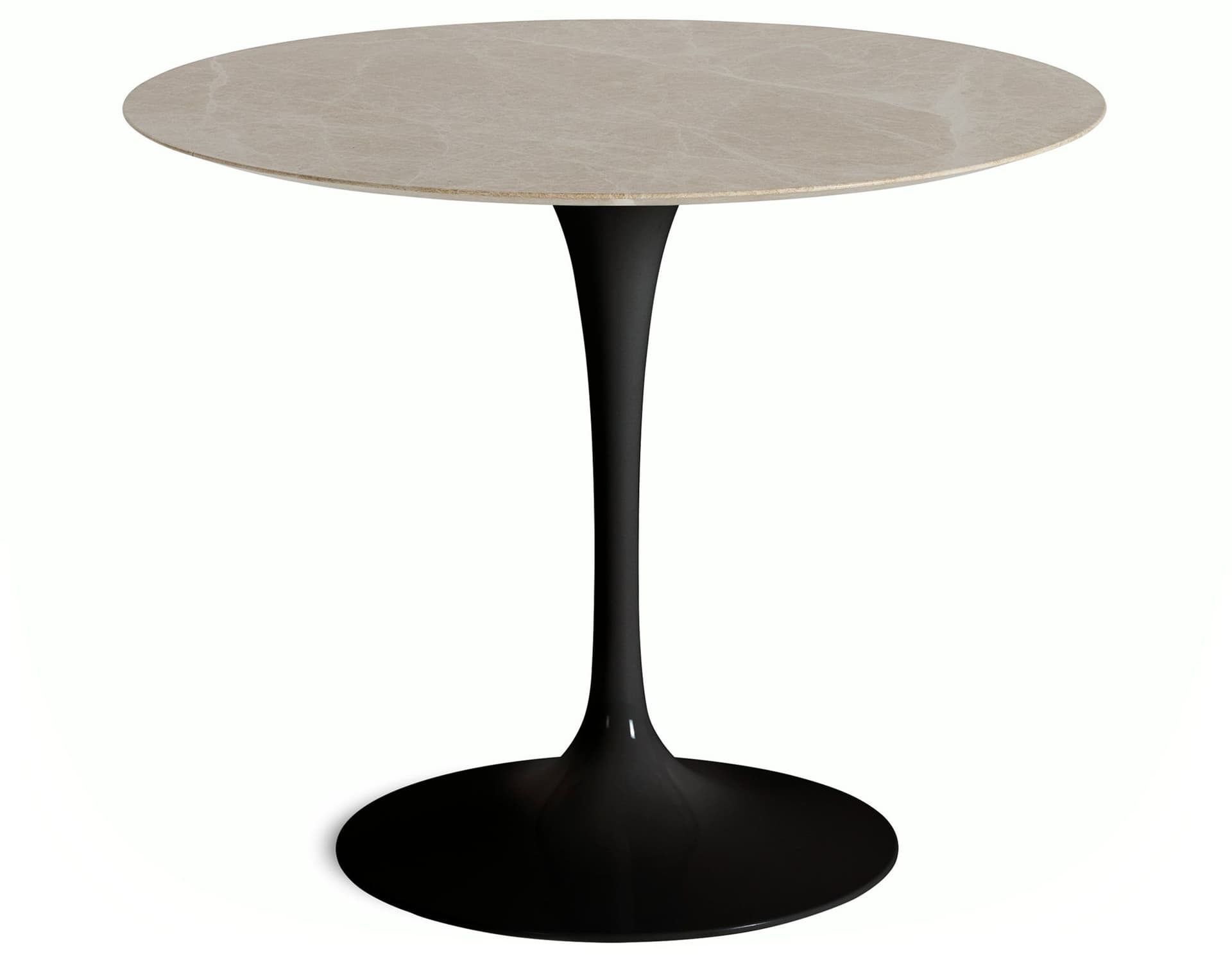 saarinen dining table - 35" round / high gloss - black / satin marble - emperador light