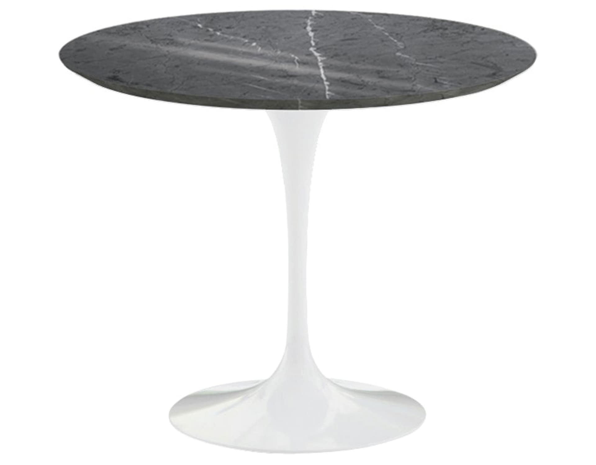 saarinen dining table - 35" round / high gloss - white / polished marble - grigio marquina