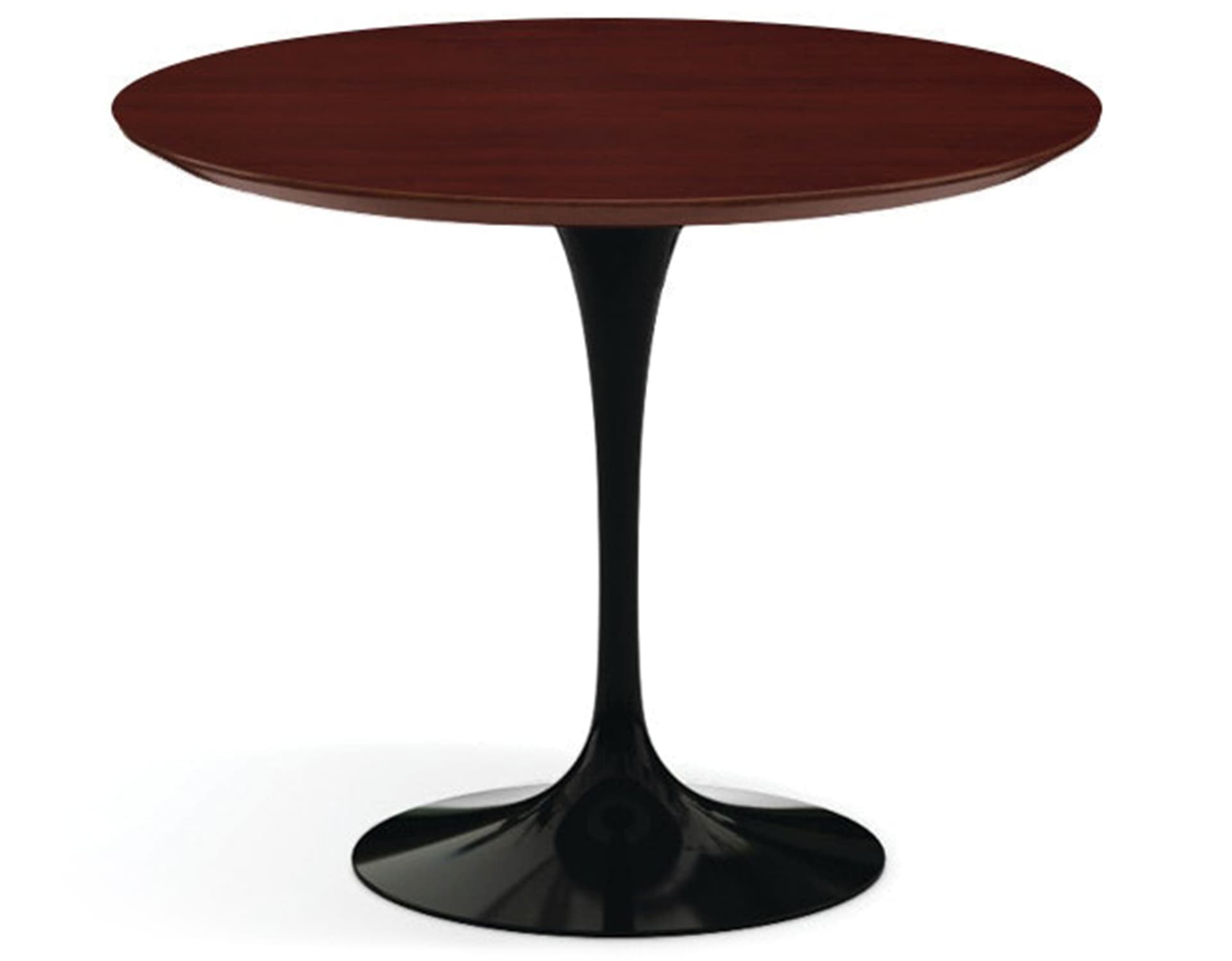 saarinen dining table - 35" round / high gloss - black / veneer - reff dark cherry
