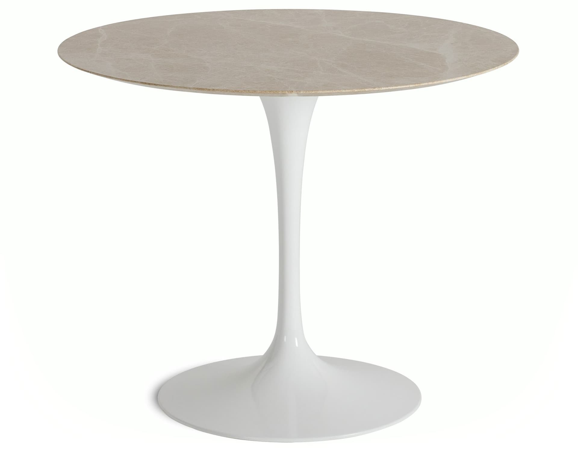 saarinen dining table - 35" round / high gloss - white / satin marble - emperador light