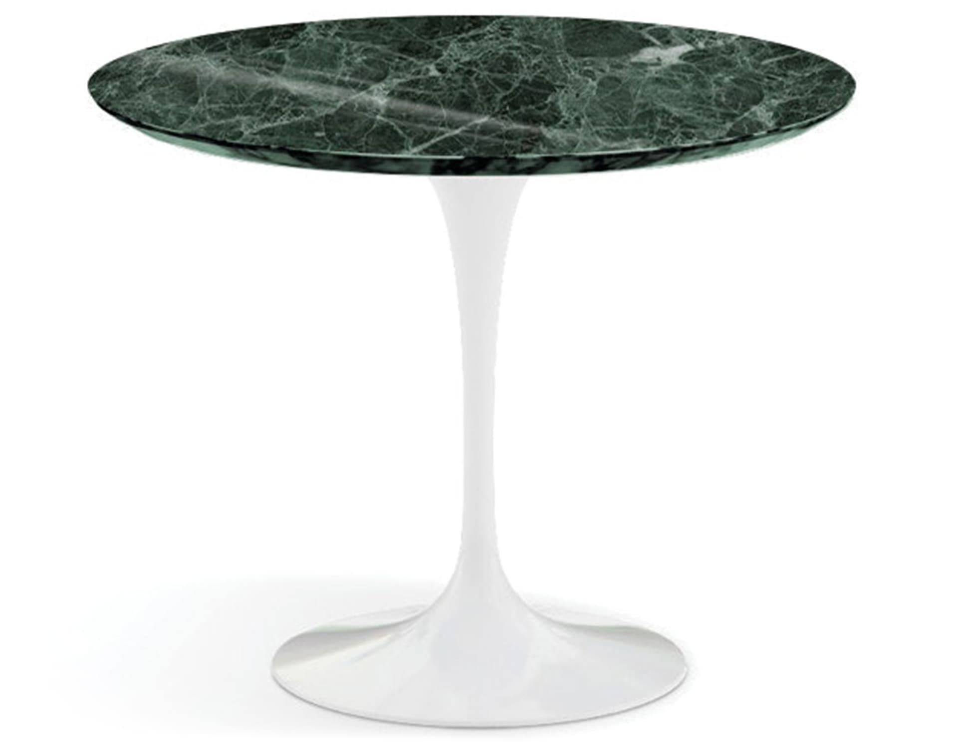 saarinen dining table - 35" round / high gloss - white / polished marble - verde alpi