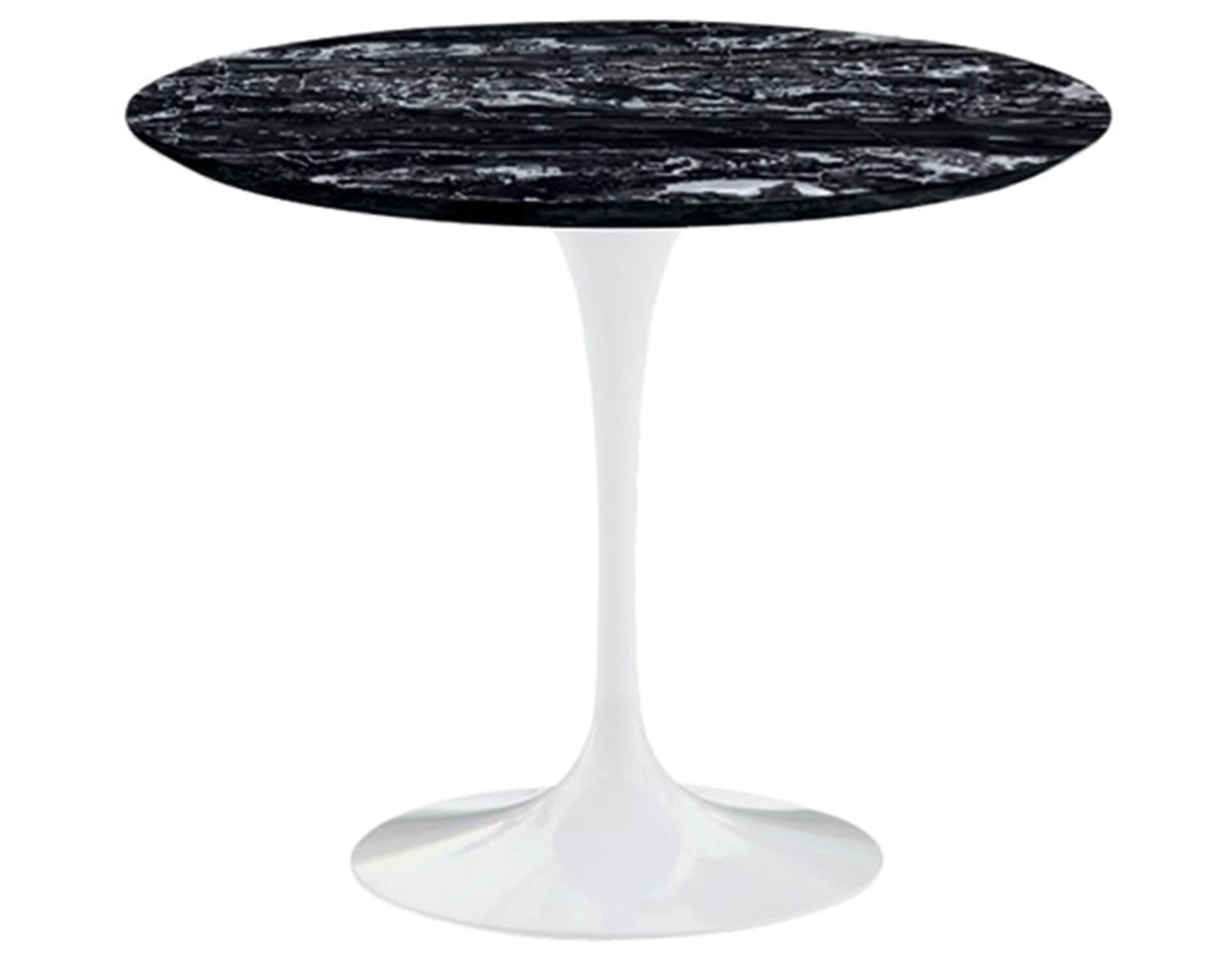 saarinen dining table - 35" round / high gloss - white / satin marble - portoro