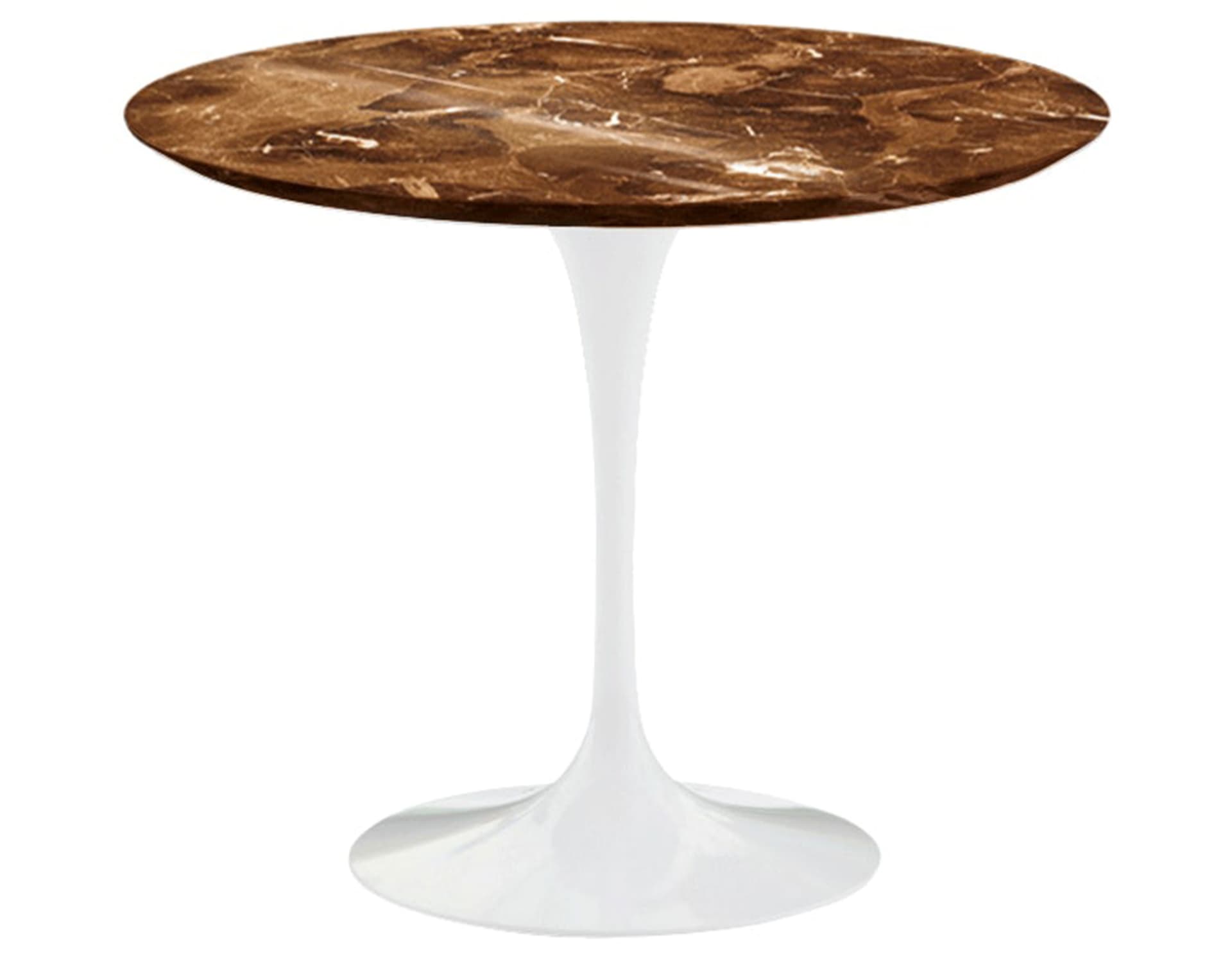 saarinen dining table - 35" round / high gloss - white / satin marble - espresso