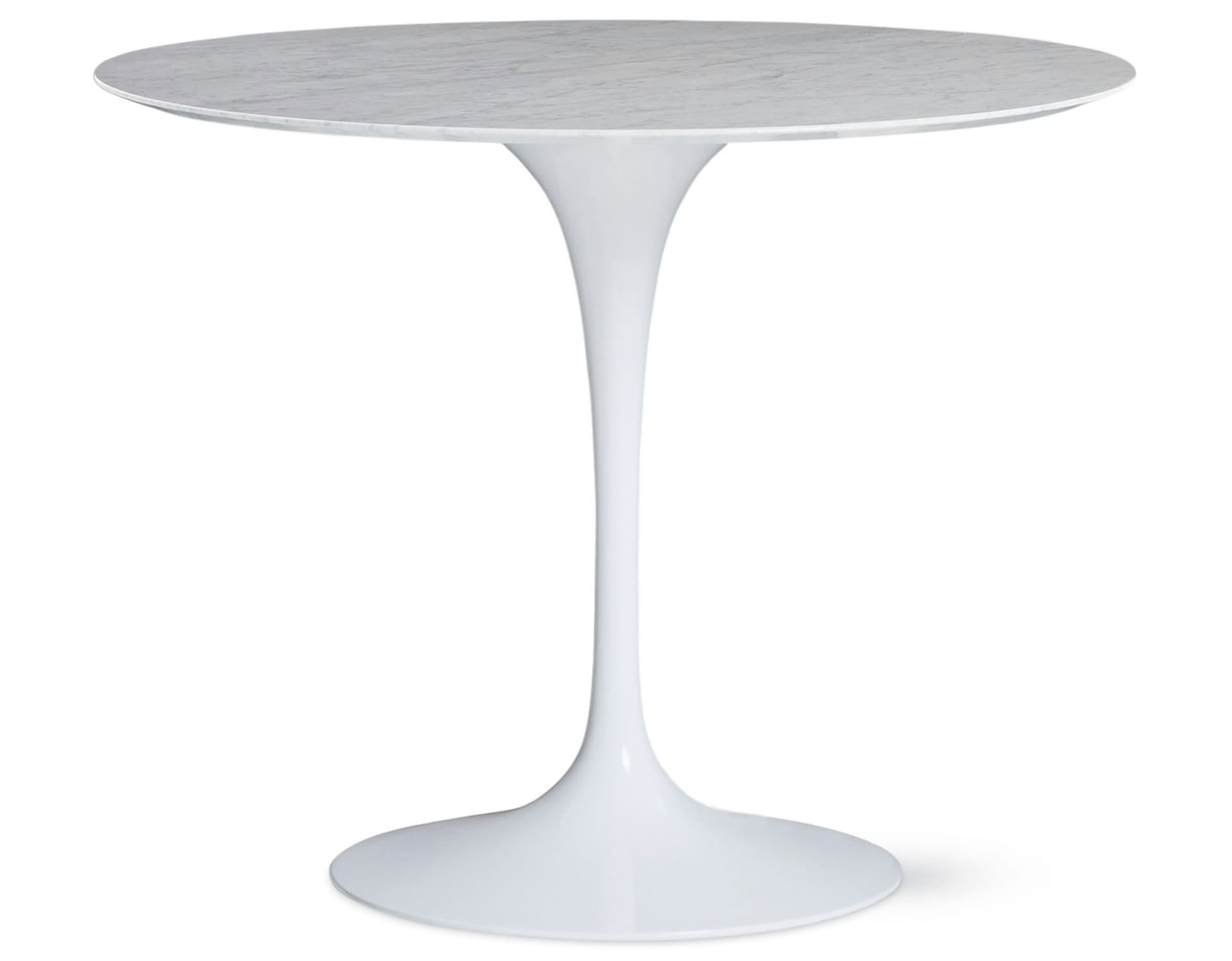 saarinen dining table - 35" round / high gloss - white / satin marble - carrara