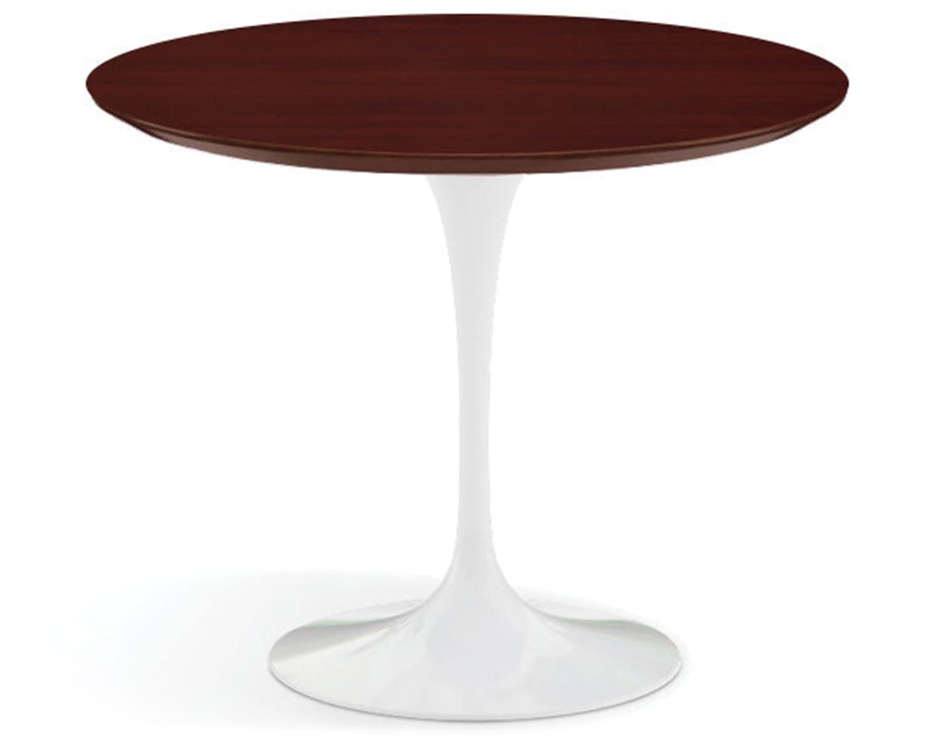 saarinen dining table - 35" round / high gloss - white / veneer - reff dark cherry