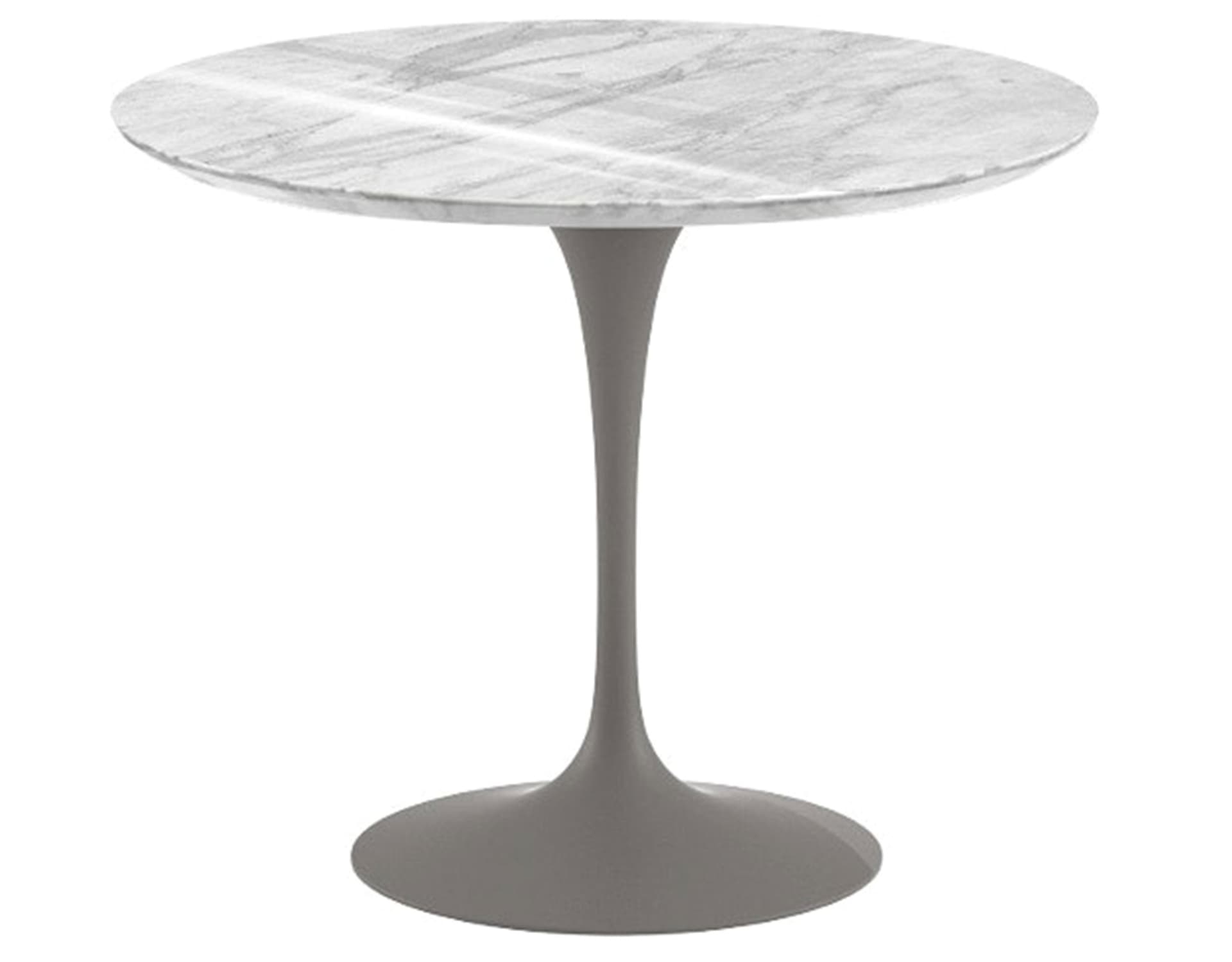 saarinen dining table - 35" round / satin - grey / polished marble - carrara