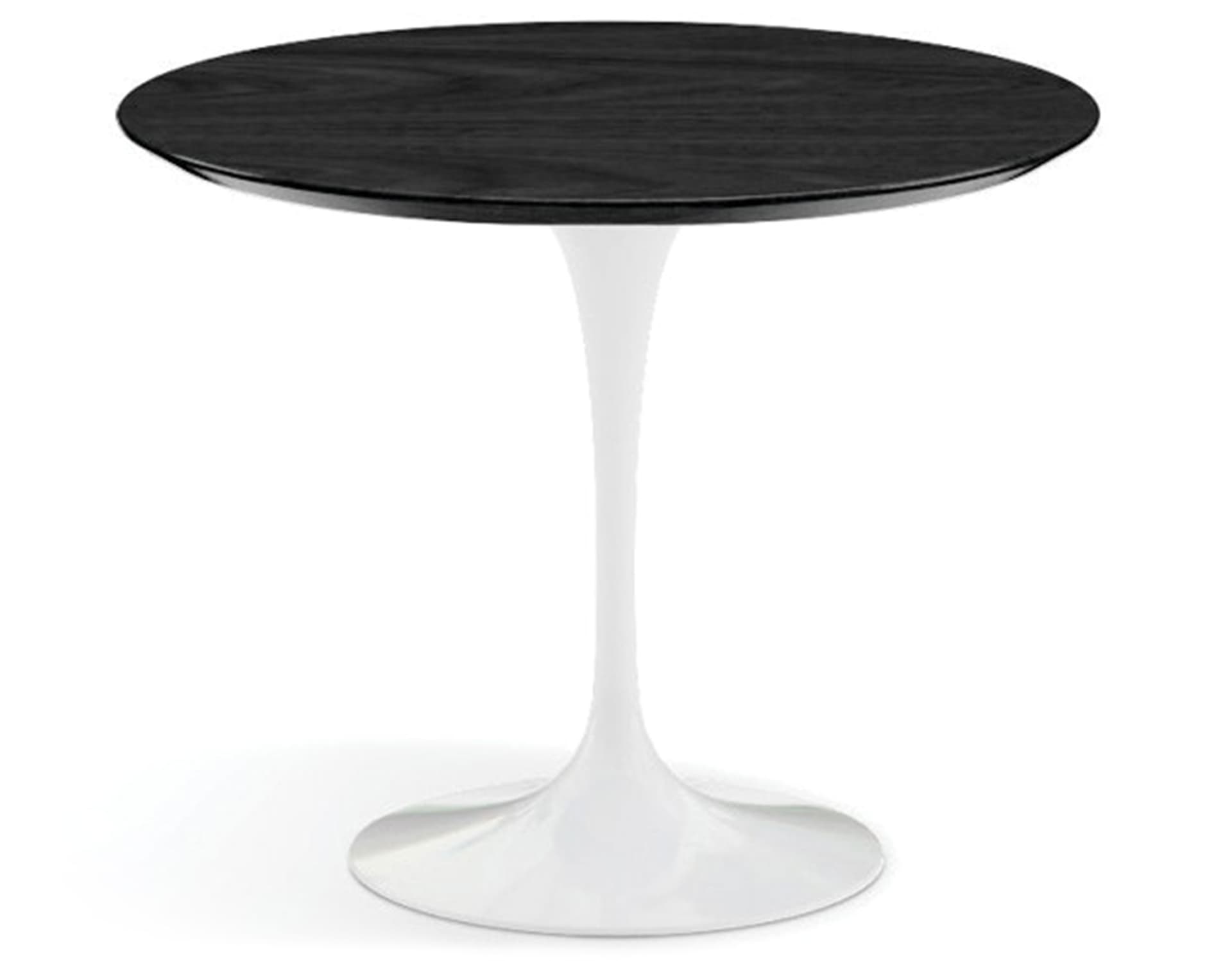 saarinen dining table - 35" round / high gloss - white / veneer - ebonized walnut