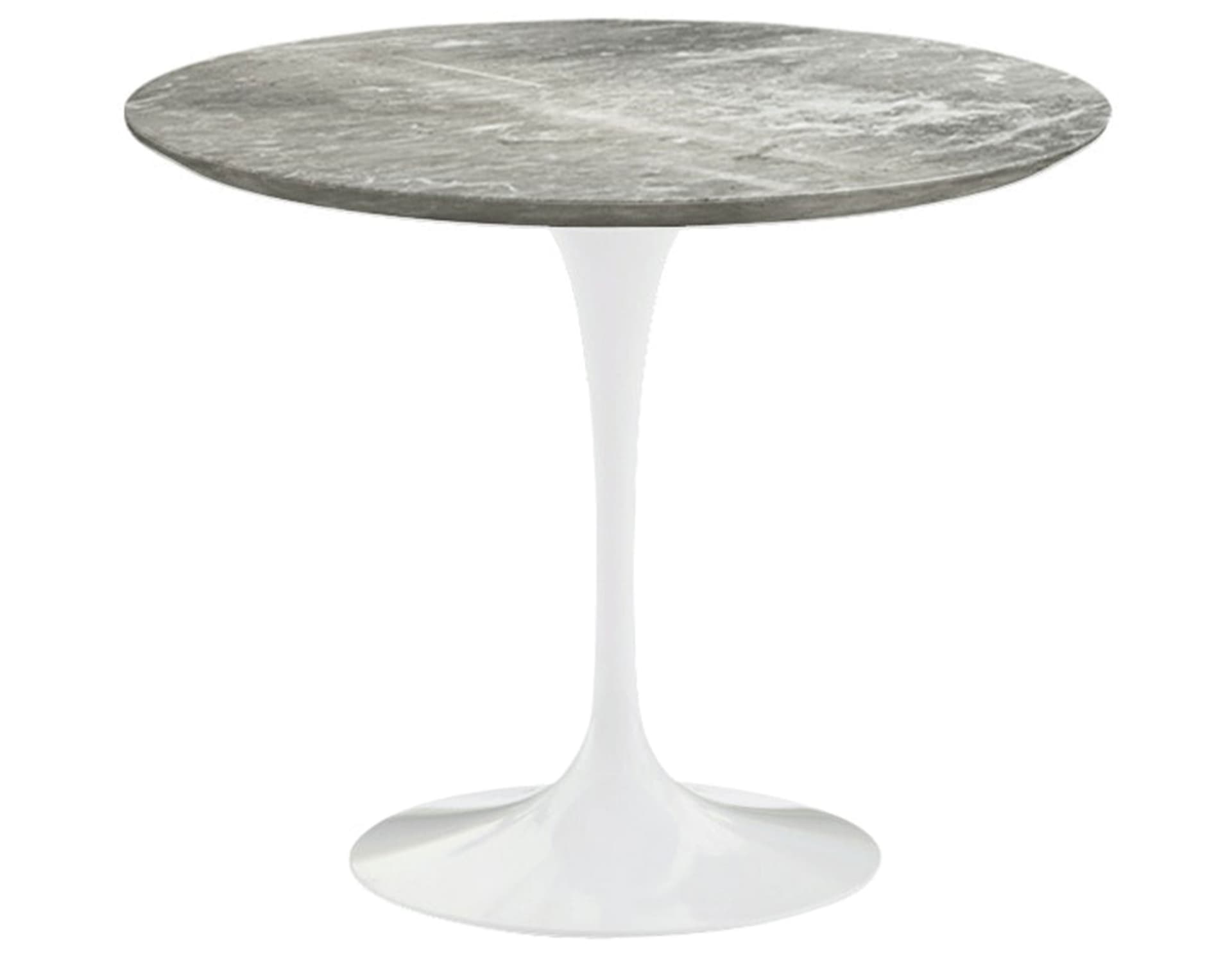 saarinen dining table - 35" round / high gloss - white / polished marble - grey