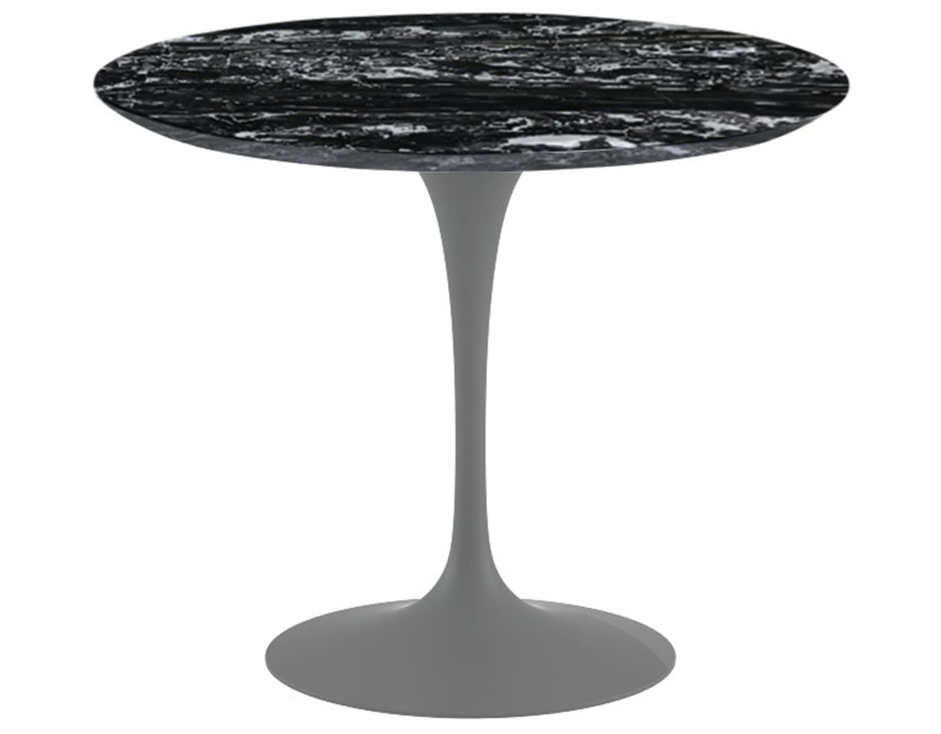 saarinen dining table - 35" round / satin - grey / polished marble - portoro