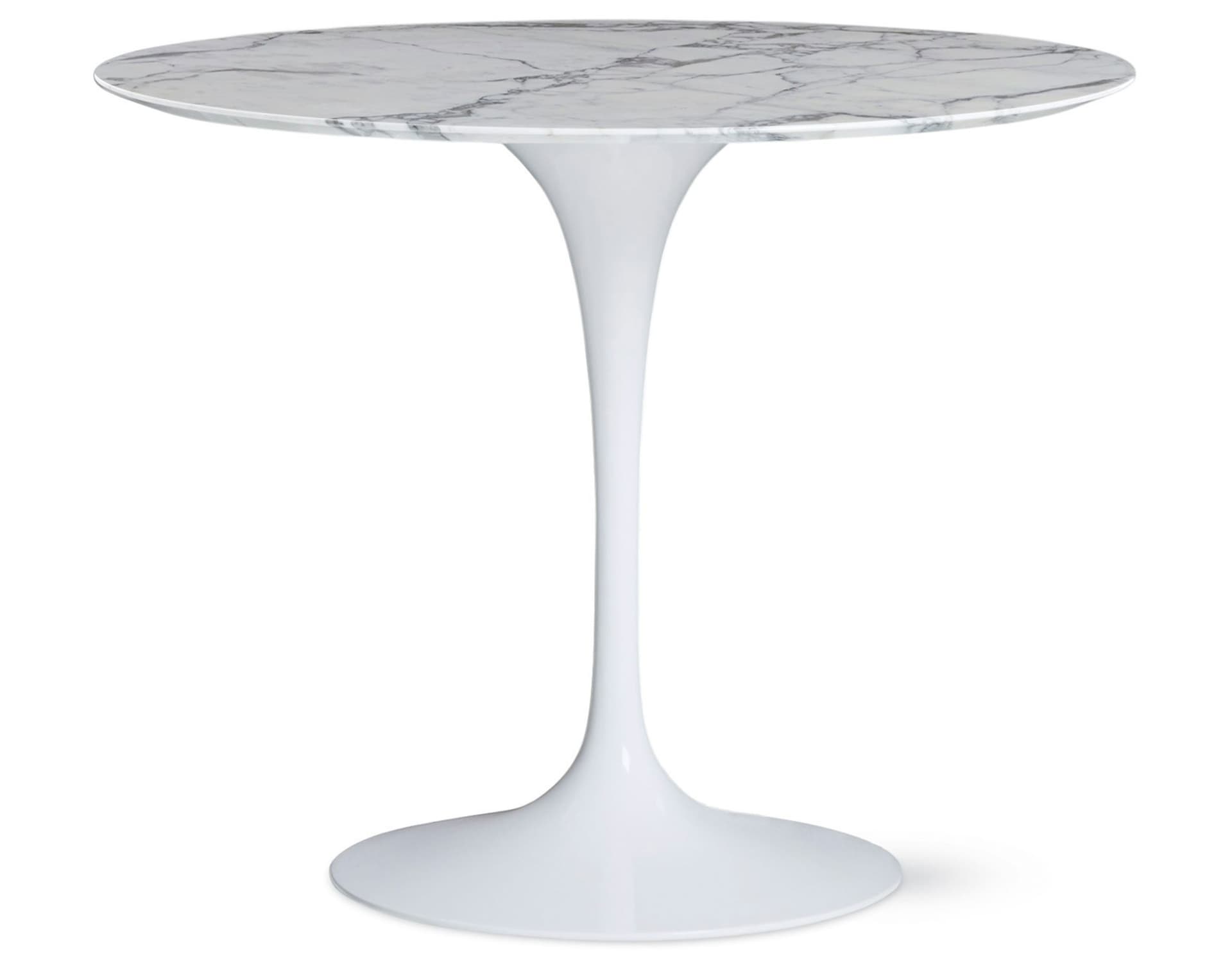 saarinen dining table - 35" round / high gloss - white / polished marble - arabescato