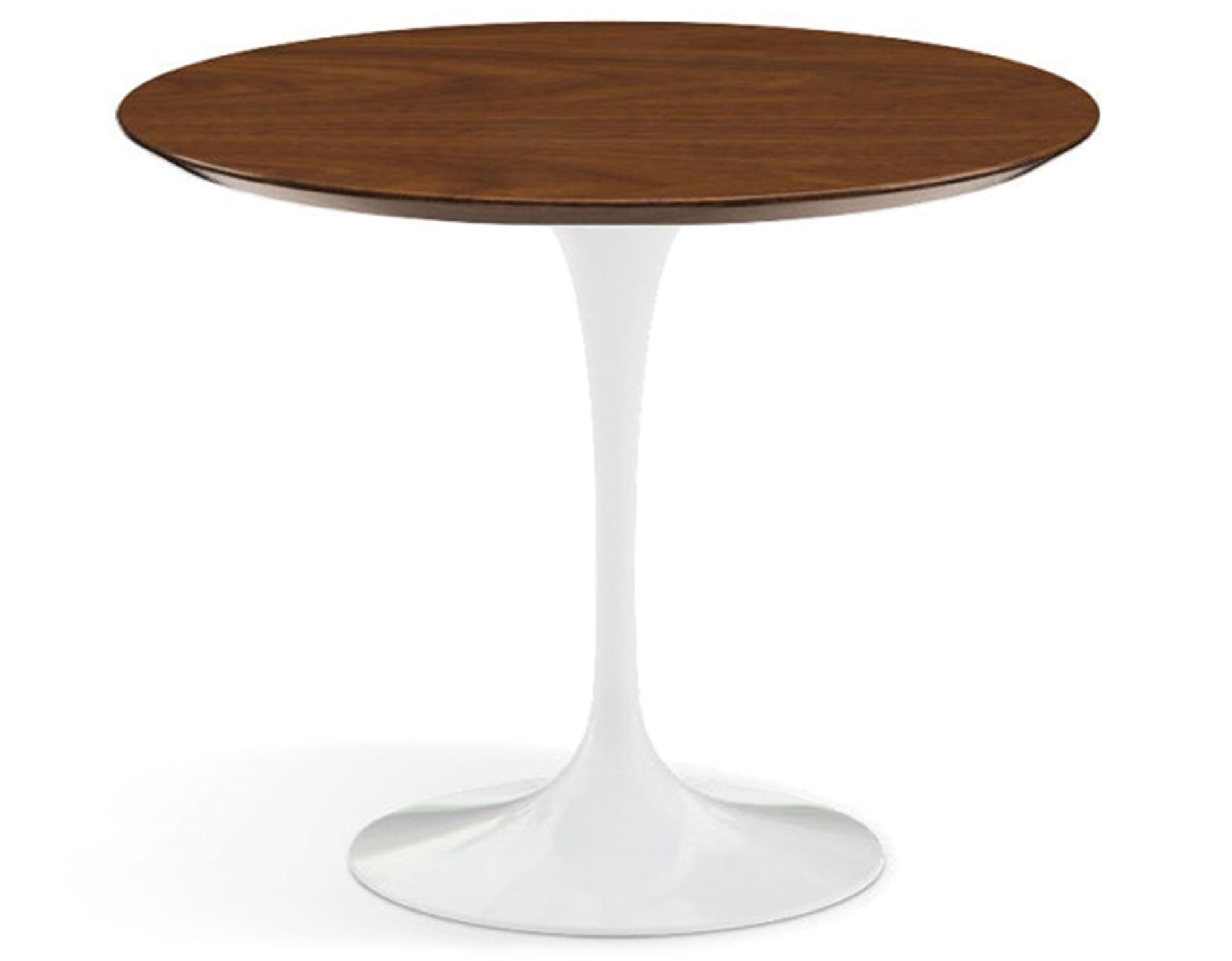 saarinen dining table - 35" round / high gloss - white / veneer - light walnut