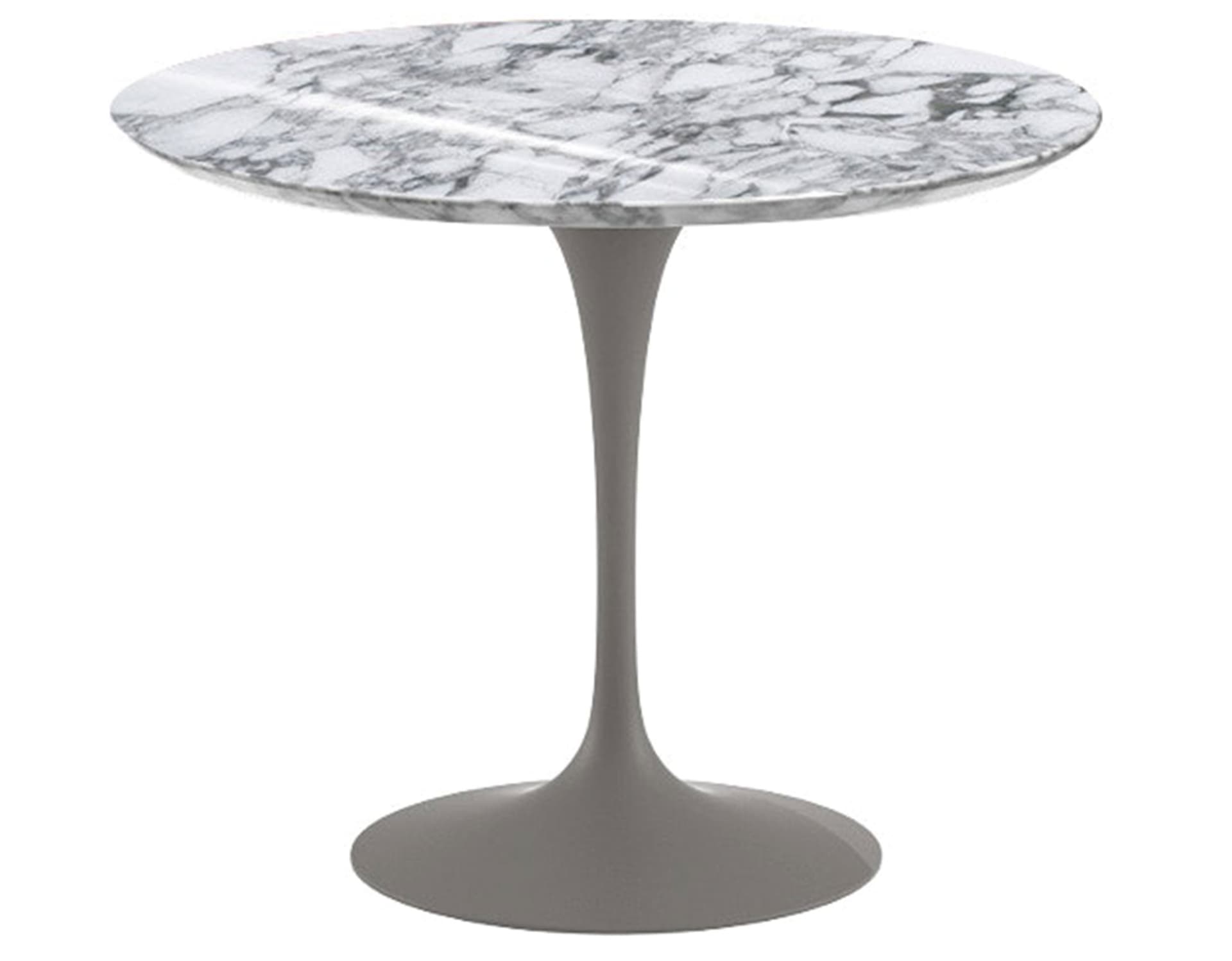saarinen dining table - 35" round / satin - grey / satin marble - arabescato