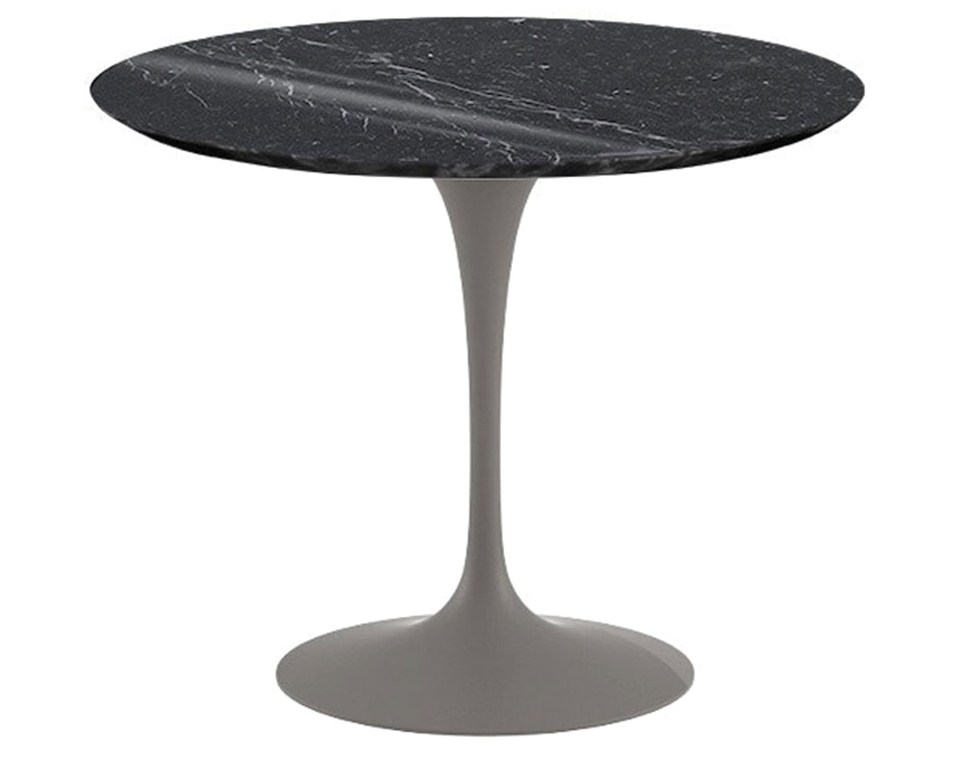saarinen dining table - 35" round / satin - grey / polished marble - nero marquina
