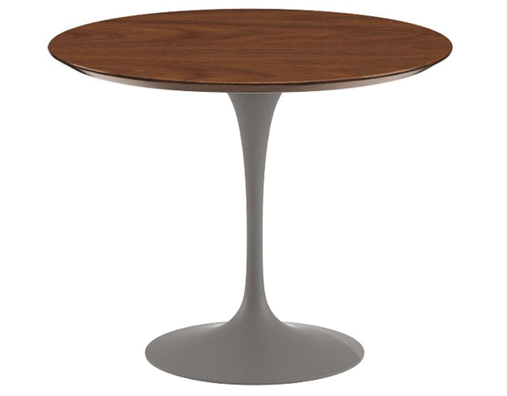 saarinen dining table - 35" round / satin - grey / veneer - light walnut