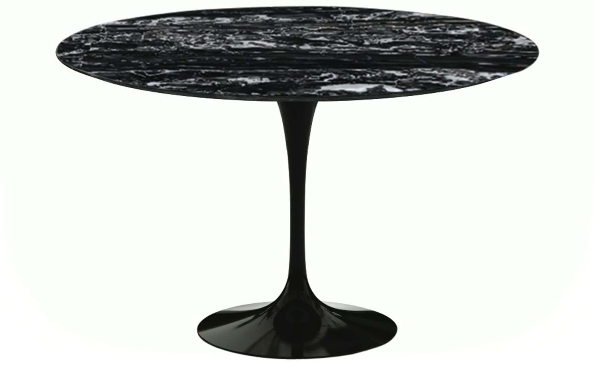 saarinen dining table - 47" round / high gloss - black / polished marble - portoro