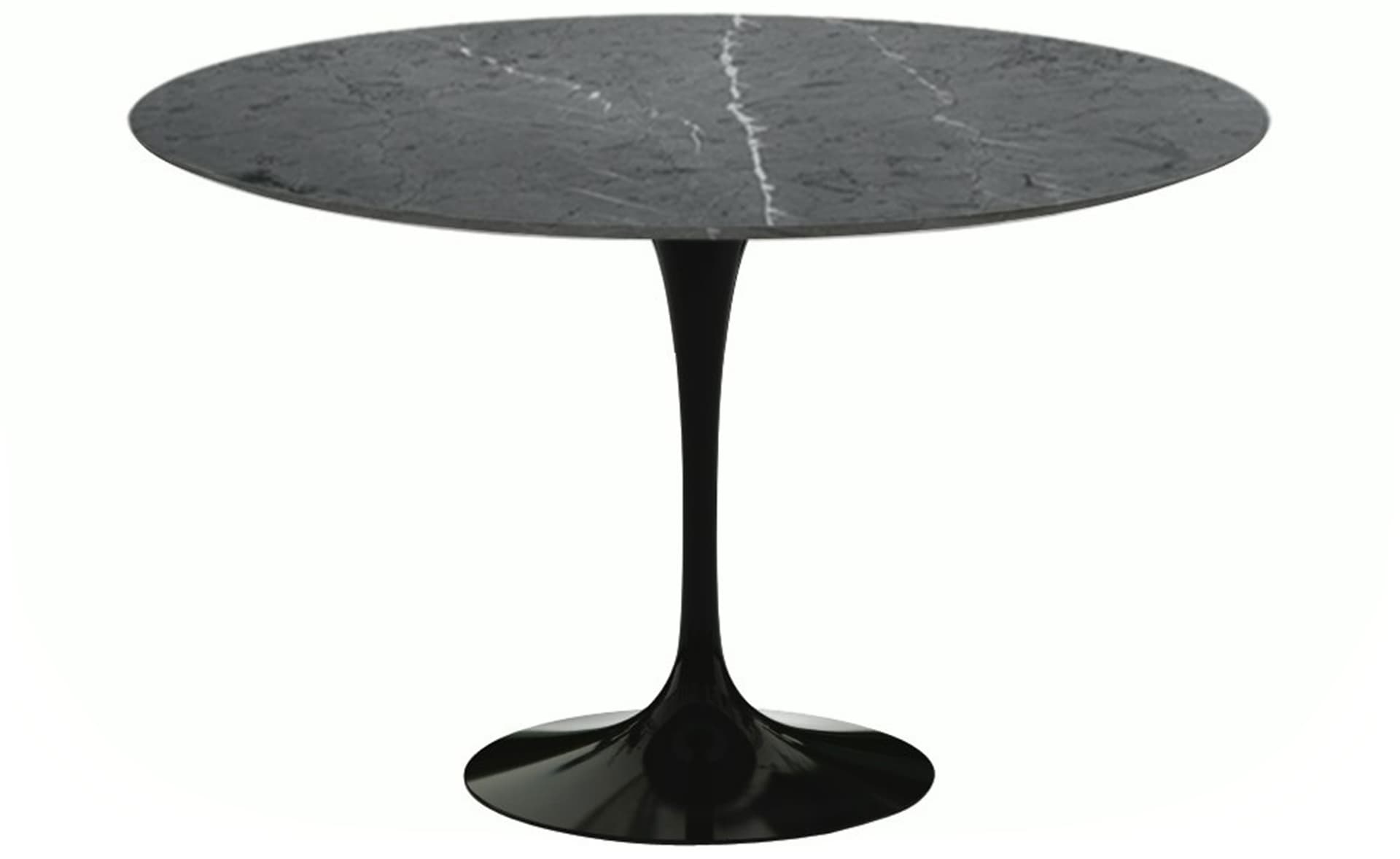 saarinen dining table - 47" round / high gloss - black / satin marble - grigio marquina
