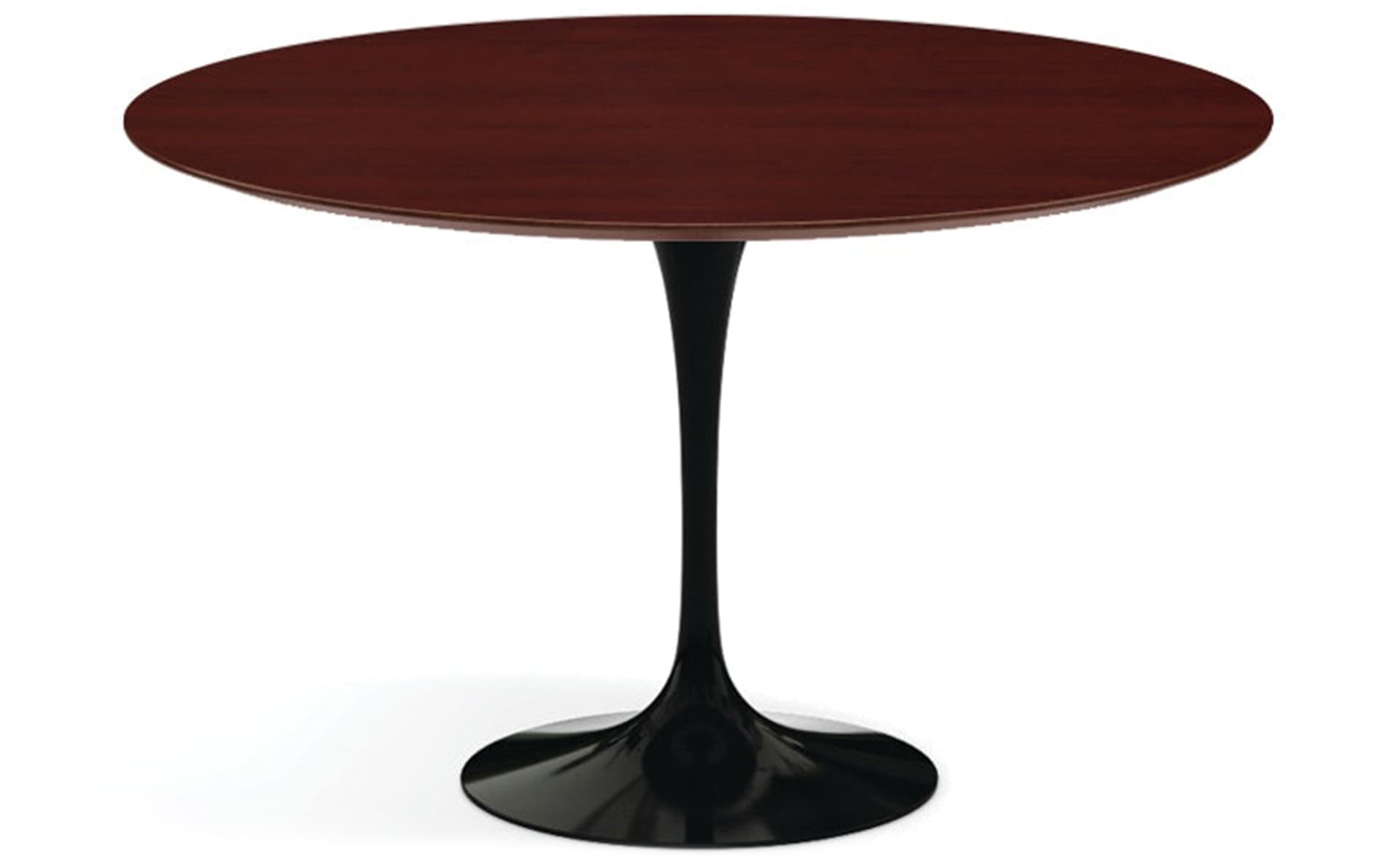 saarinen dining table - 47" round / high gloss - black / veneer - reff dark cherry
