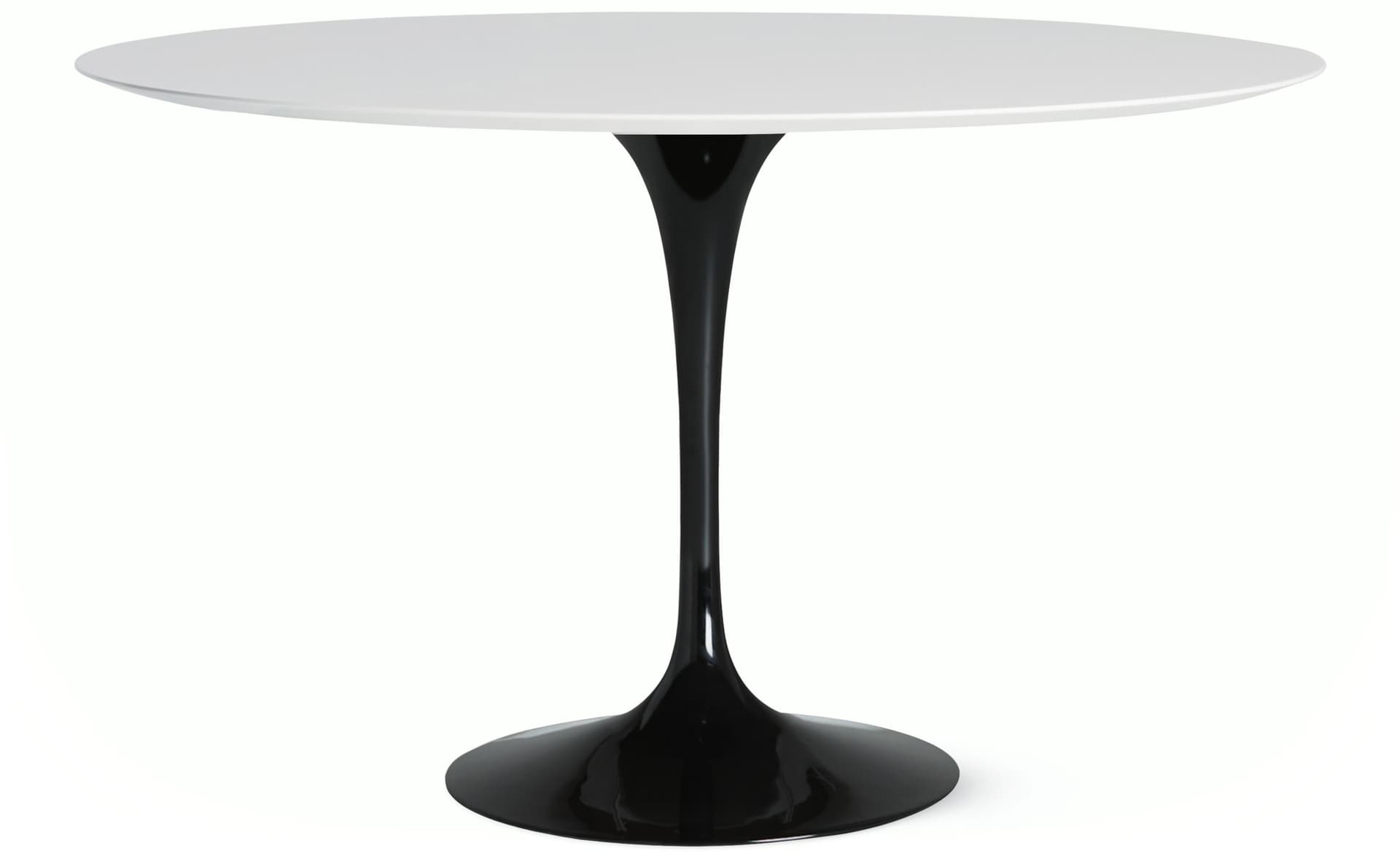 saarinen dining table - 47" round / high gloss - black / engineered stone - vetro bianco