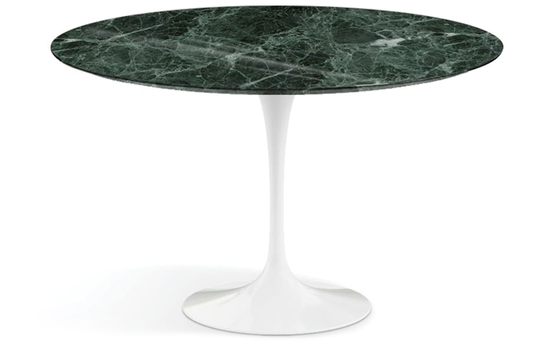 saarinen dining table - 47" round / high gloss - white / polished marble - verde alpi