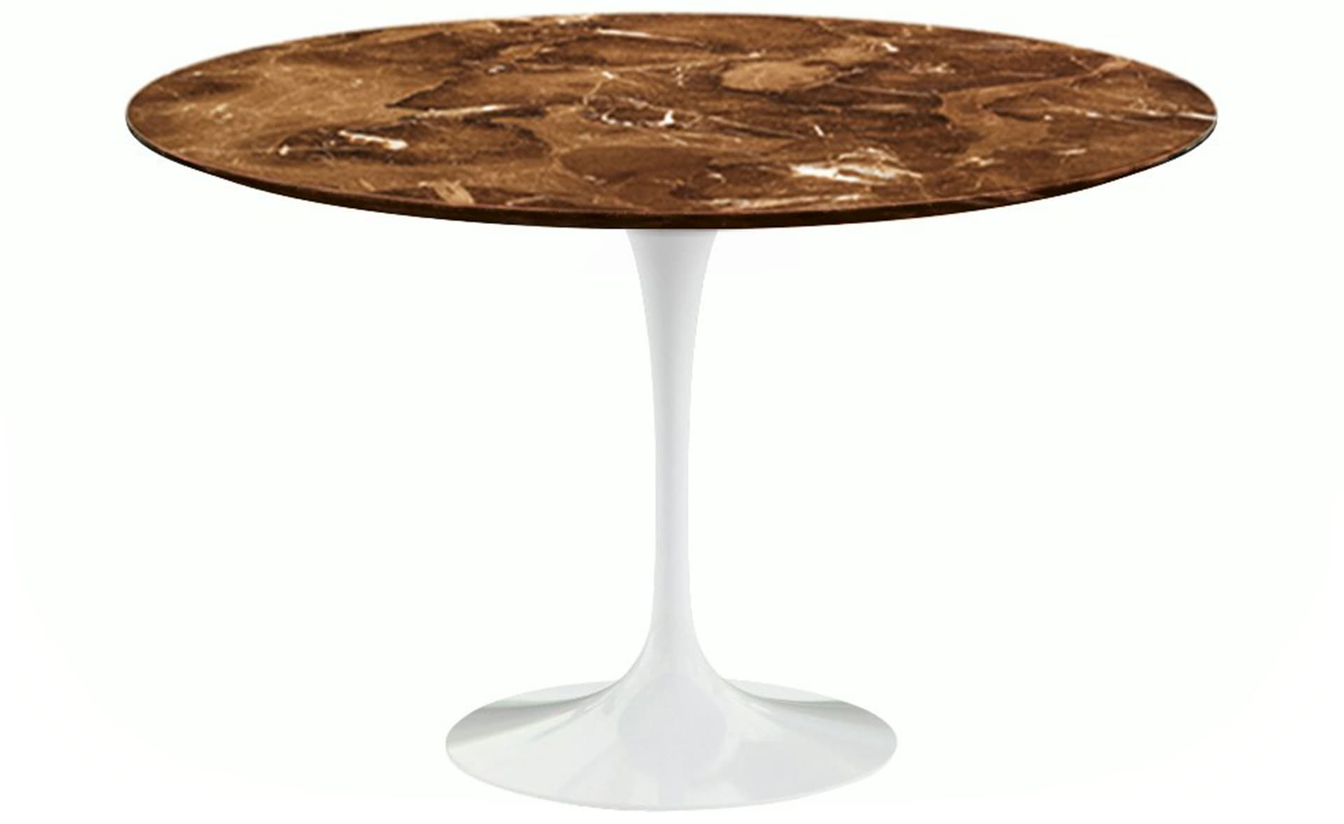 saarinen dining table - 47" round / high gloss - white / polished marble - espresso
