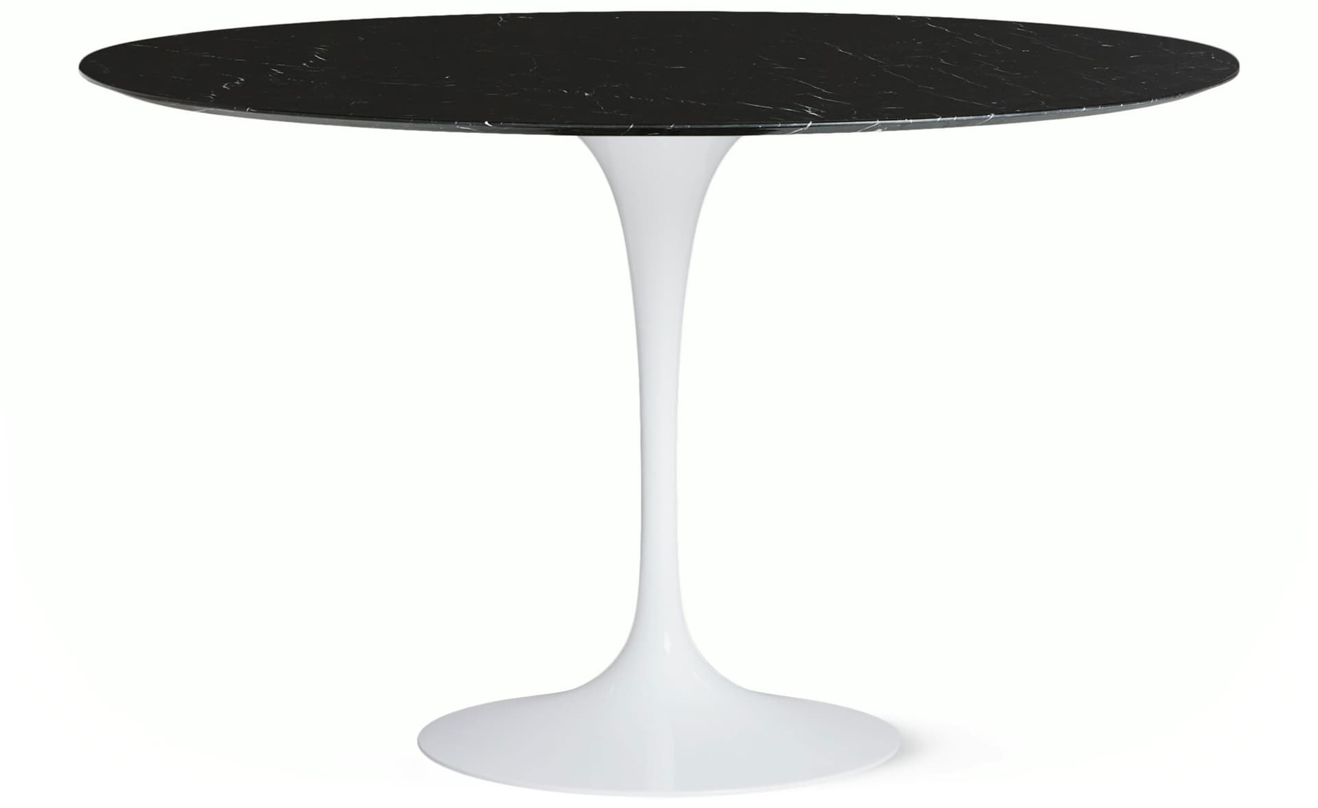 saarinen dining table - 47" round / high gloss - white / polished marble - nero marquina