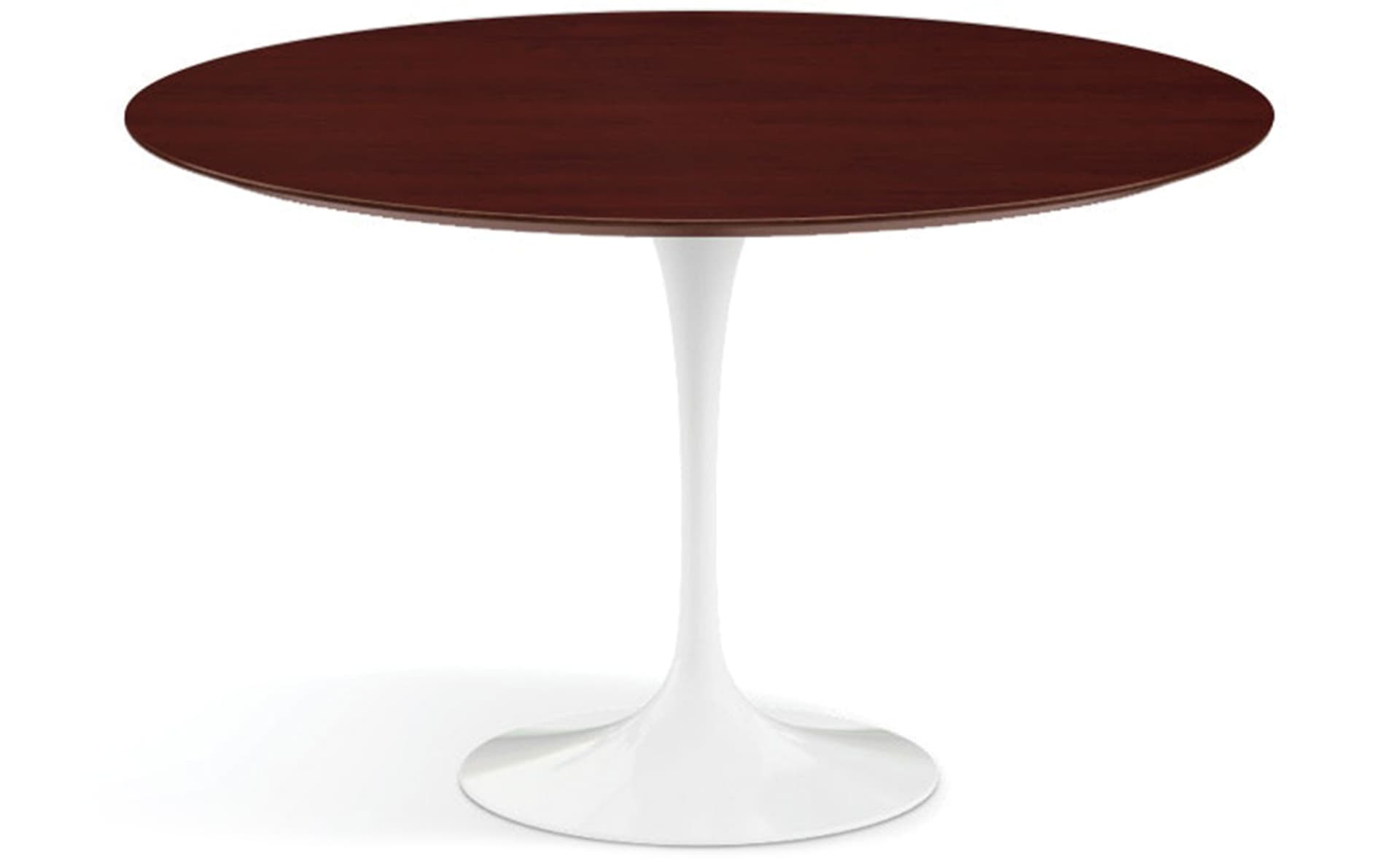 saarinen dining table - 47" round / high gloss - white / veneer - reff dark cherry
