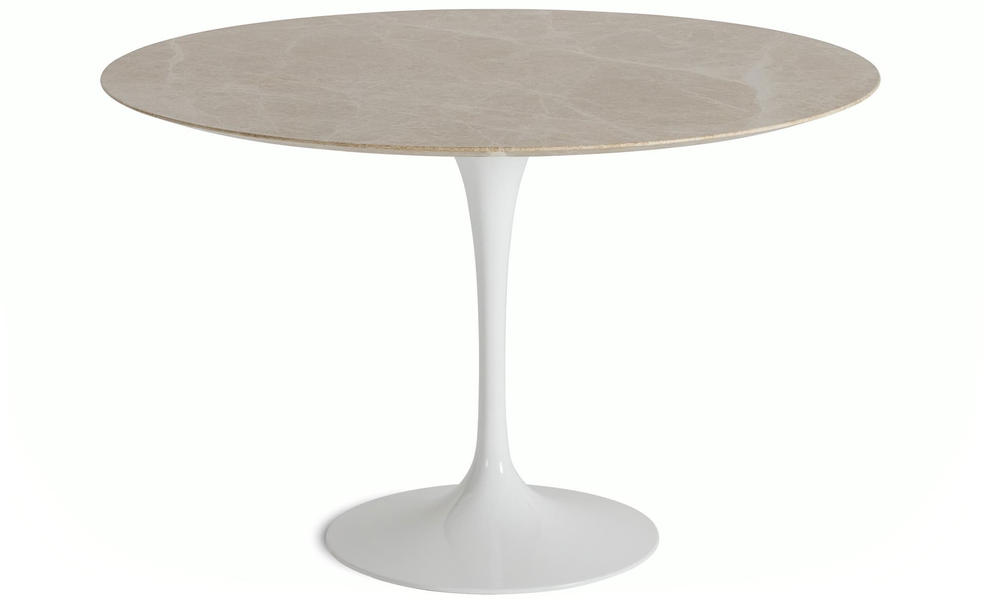 saarinen dining table - 47" round / high gloss - white / satin marble - emperador light