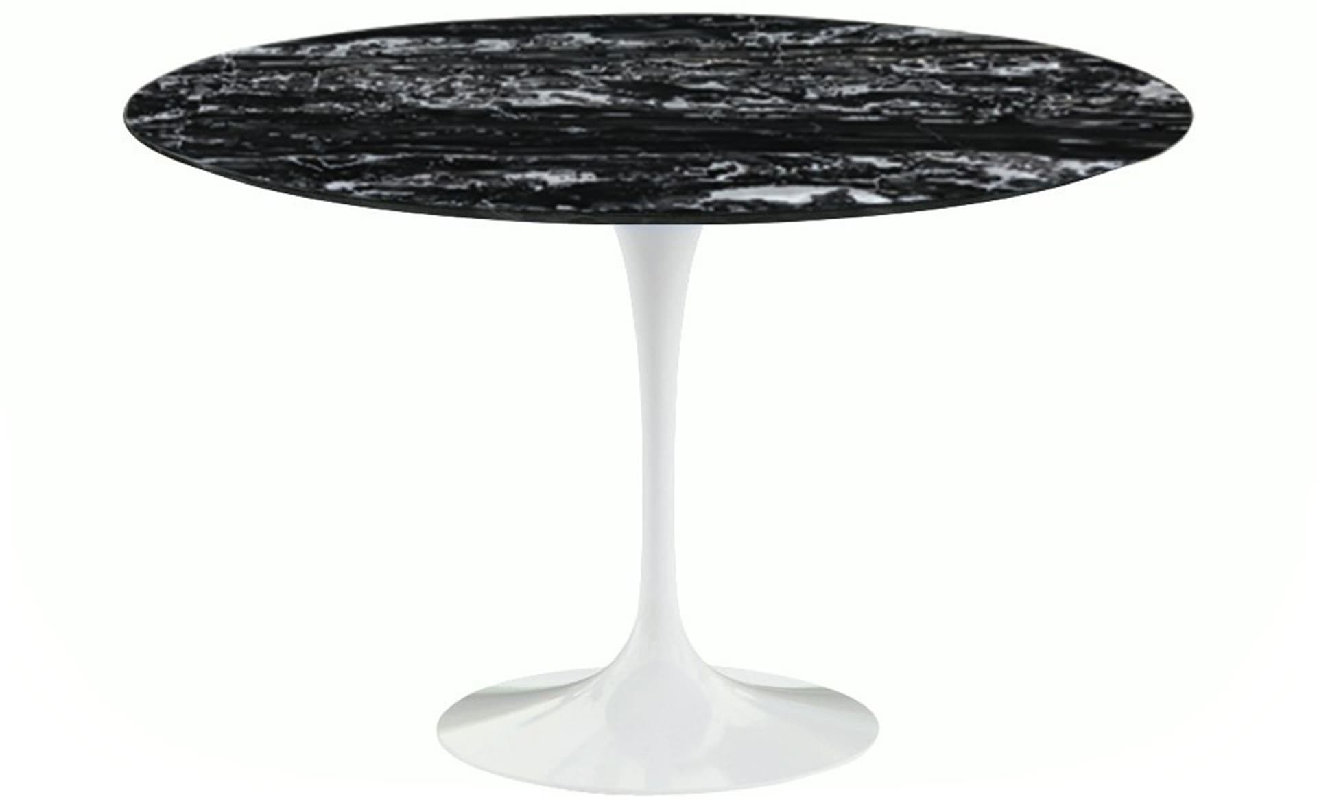 saarinen dining table - 47" round / high gloss - white / satin marble - portoro