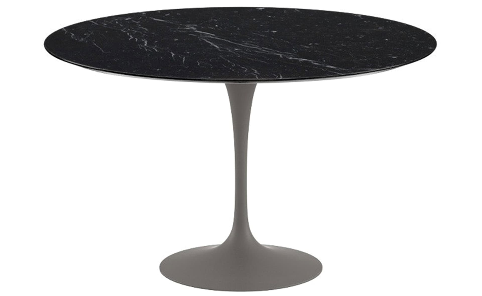 saarinen dining table - 47" round / satin - grey / satin marble - nero marquina
