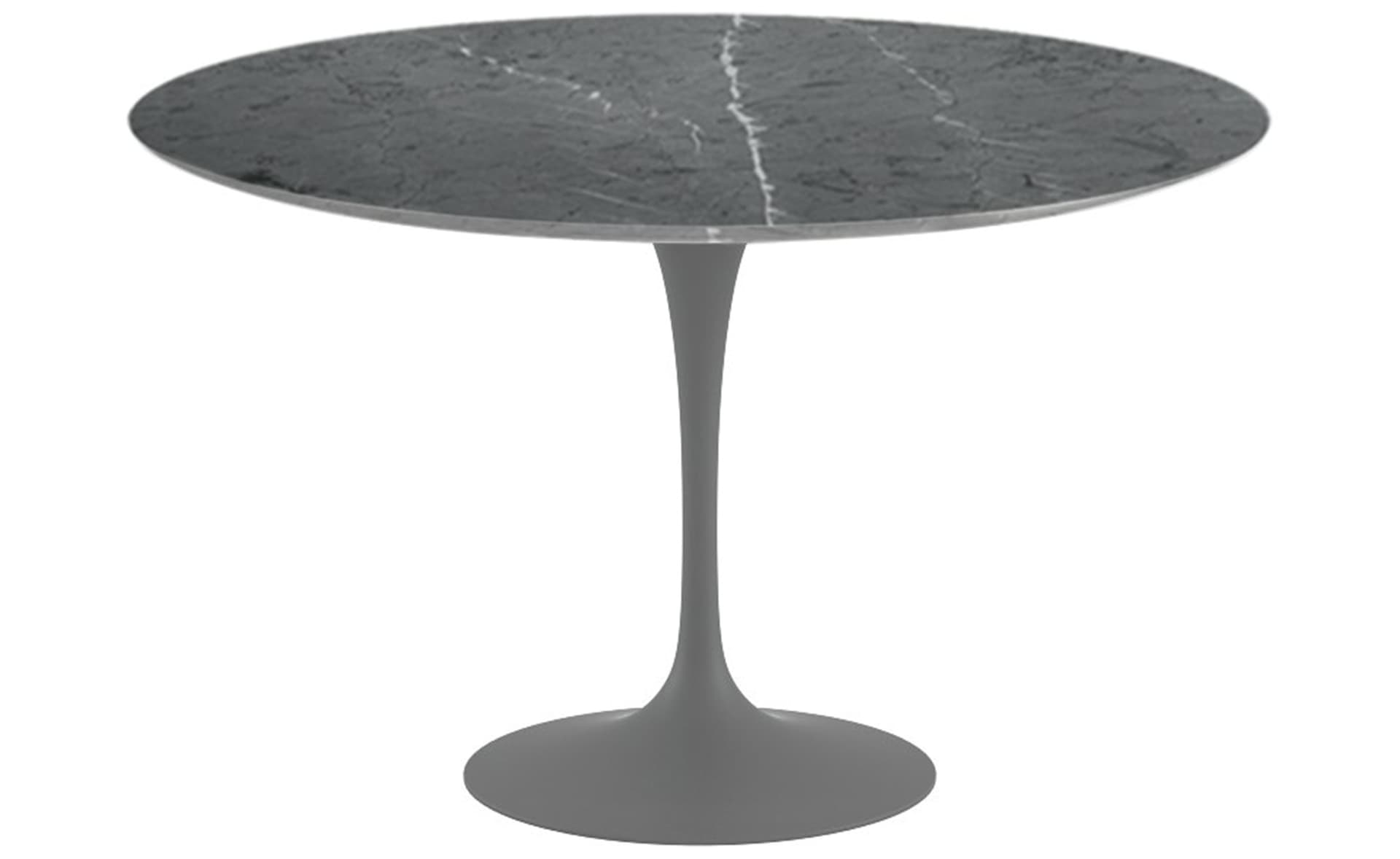 saarinen dining table - 47" round / satin - grey / polished marble - grigio marquina