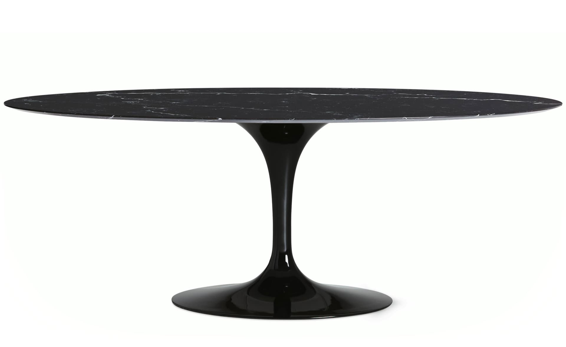 saarinen dining table - 78" oval / high gloss - black / polished marble - nero marquina