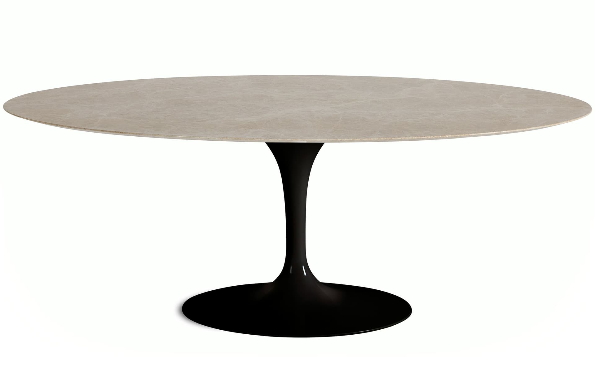 saarinen dining table - 78" oval / high gloss - black / satin marble - emperador light