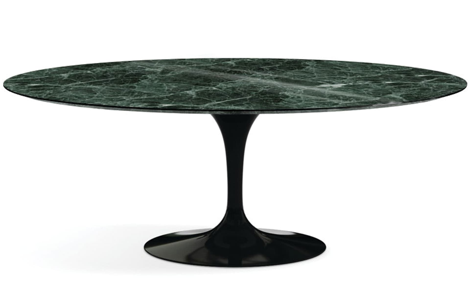 saarinen dining table - 78" oval / high gloss - black / satin marble - verde alpi