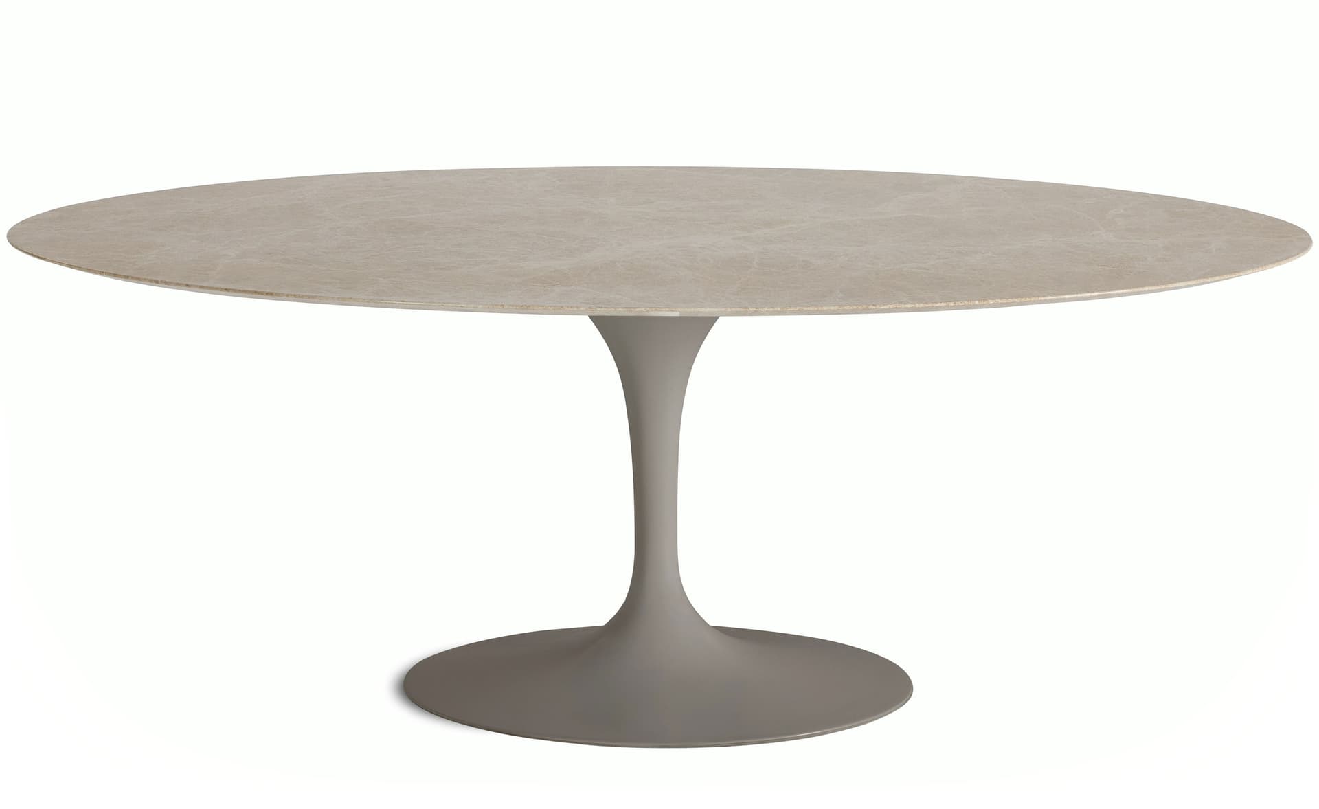 saarinen dining table - 78" oval / satin - grey / polished marble - emperador light
