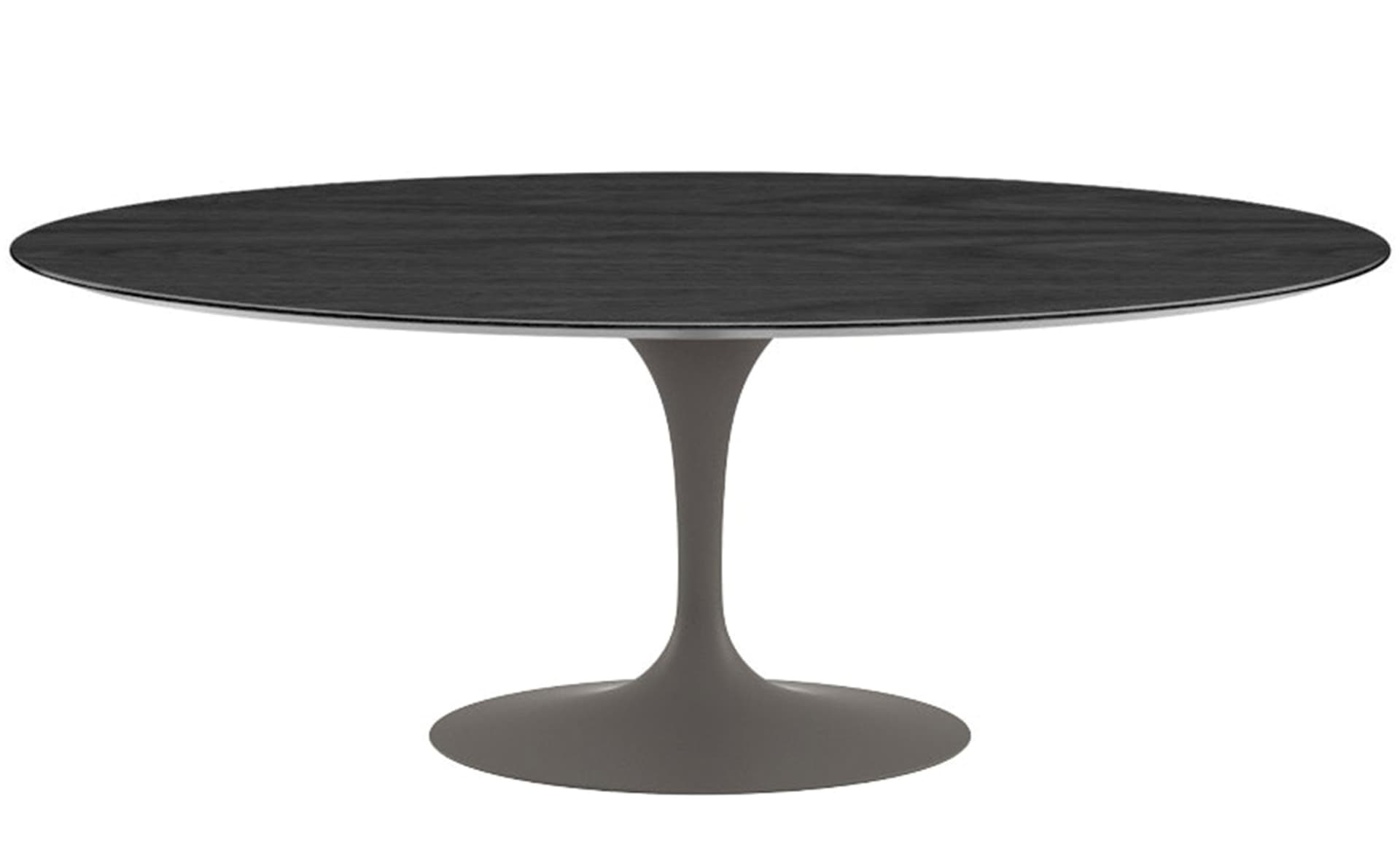 saarinen dining table - 78" oval / satin - grey / veneer - ebonized walnut
