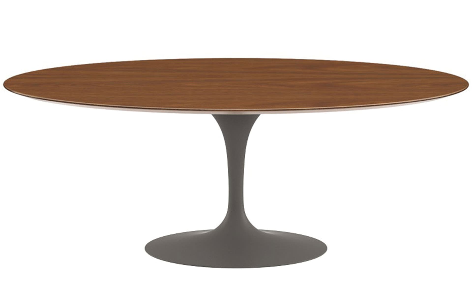 saarinen dining table - 78" oval / satin - grey / veneer - light walnut
