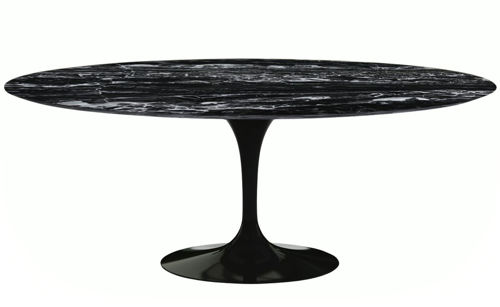 saarinen dining table - 78" oval / high gloss - black / satin marble - portoro