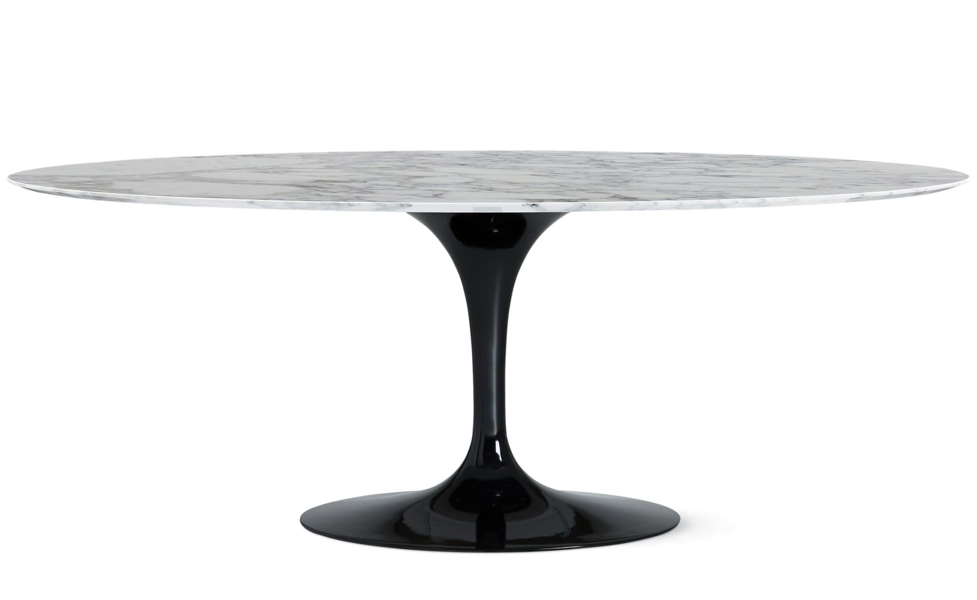 saarinen dining table - 78" oval / high gloss - black / polished marble - arabescato