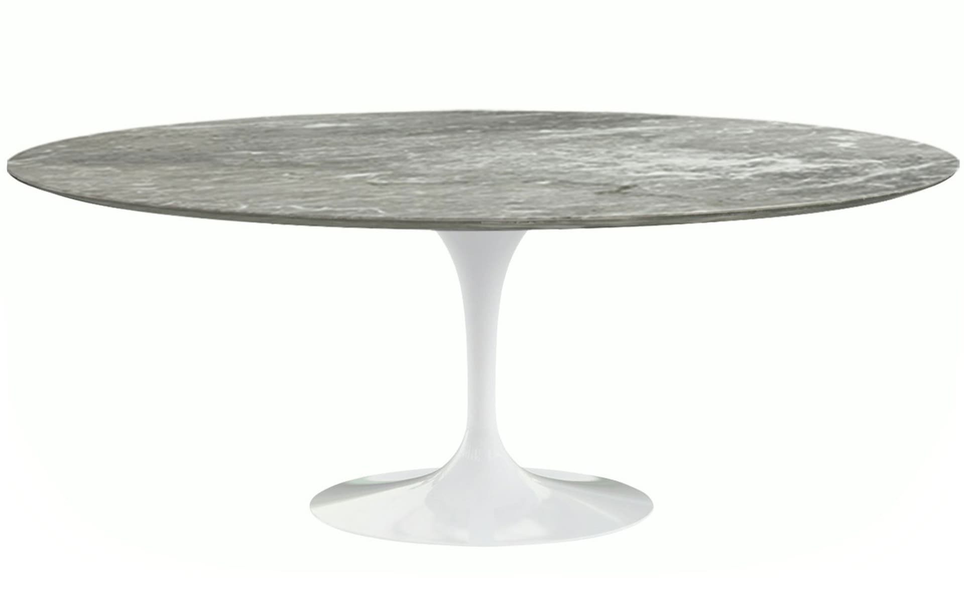 saarinen dining table - 78" oval / high gloss - white / polished marble - grey
