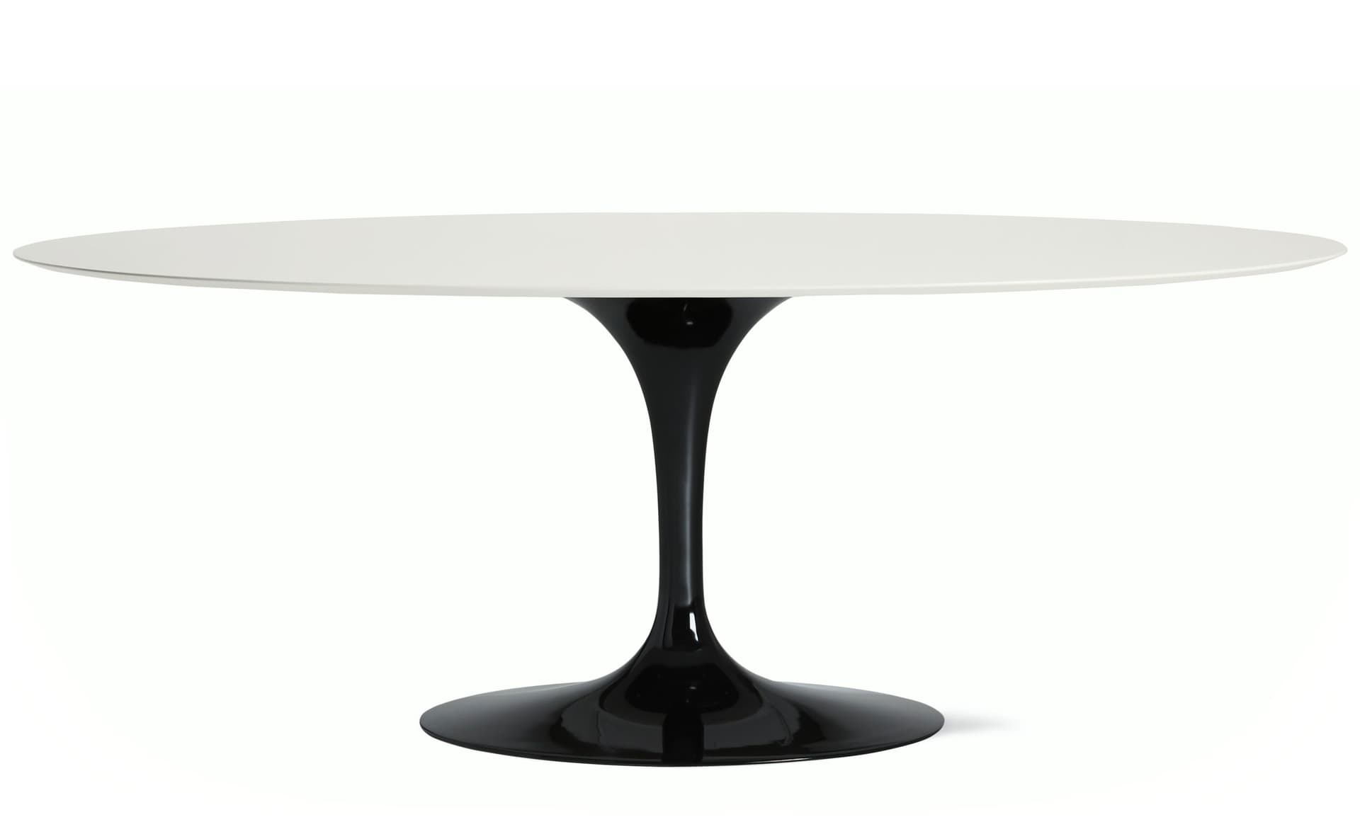 saarinen dining table - 78" oval / high gloss - black / engineered stone - vetro bianco