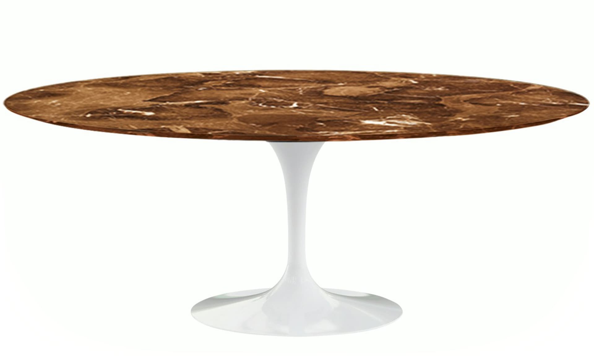 saarinen dining table - 78" oval / high gloss - white / satin marble - espresso